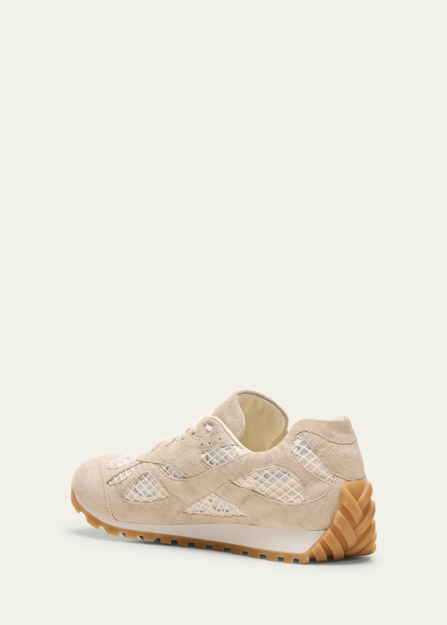 Men's Orbit Aged Leather and Fishnet Runner Sneakers - 4