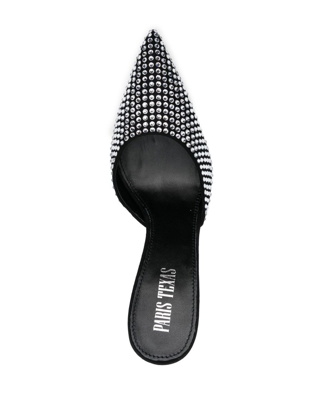 rhinestone 100mm leather mules - 4