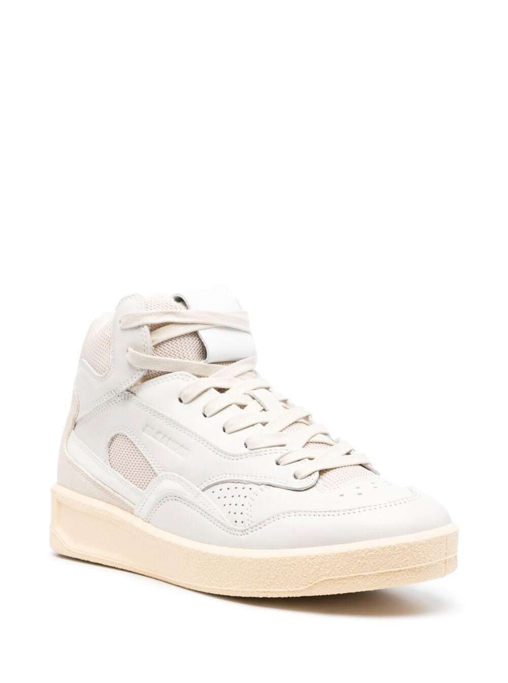 Jil Sander Women Beige High-Top Sneakers With Leather Inserts And Embossed Logo In Canvas Woman - 2