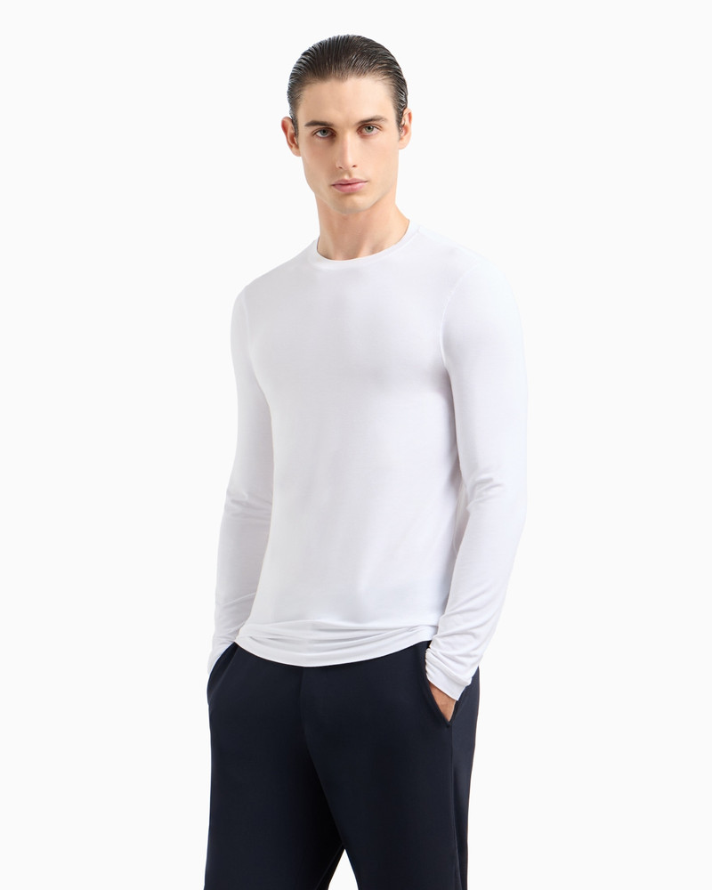 GIORGIO ARMANI Stretch viscose jersey jumper with crew neck and long sleeves outlook