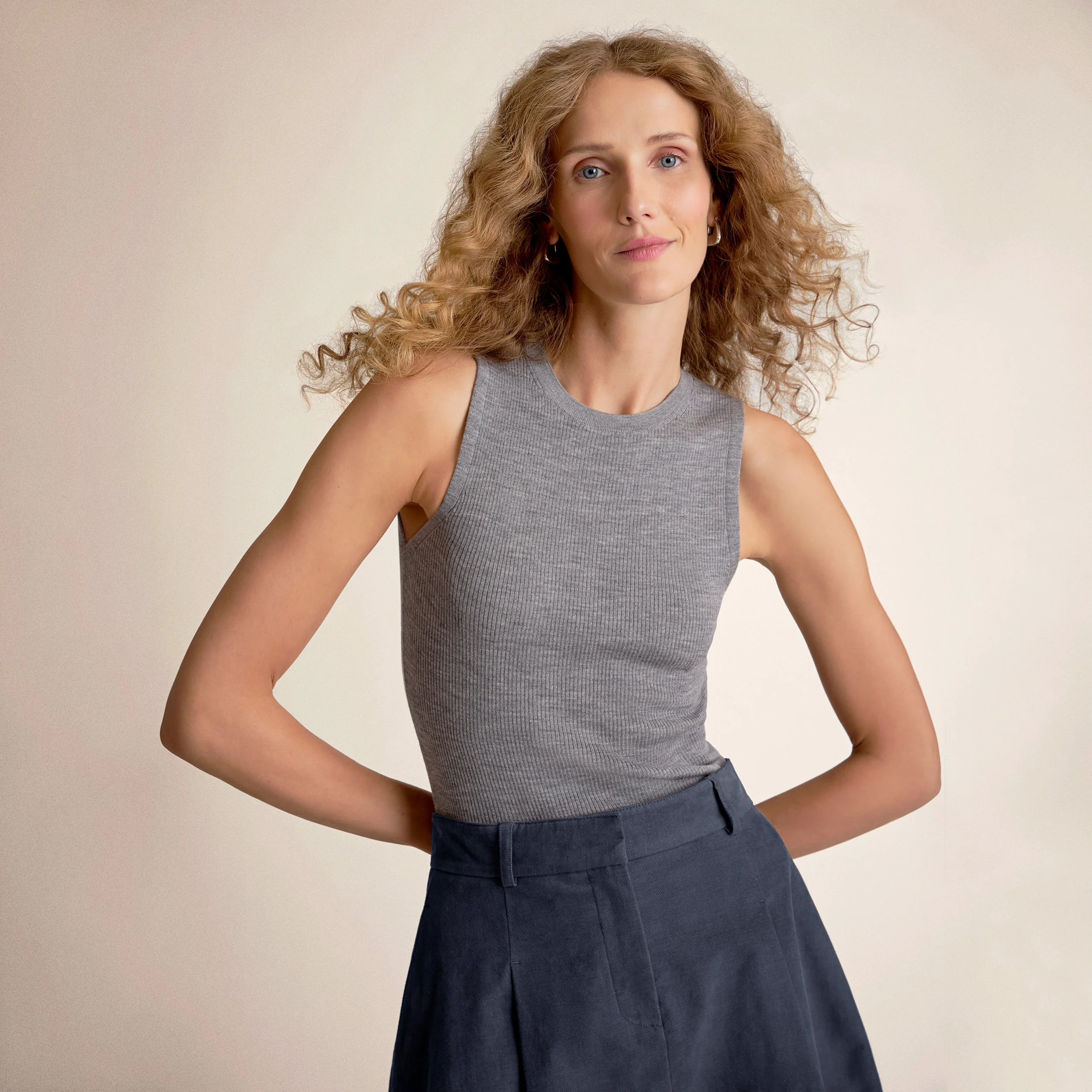 Trina Wool Shell Top - Ribbed Merino - 1