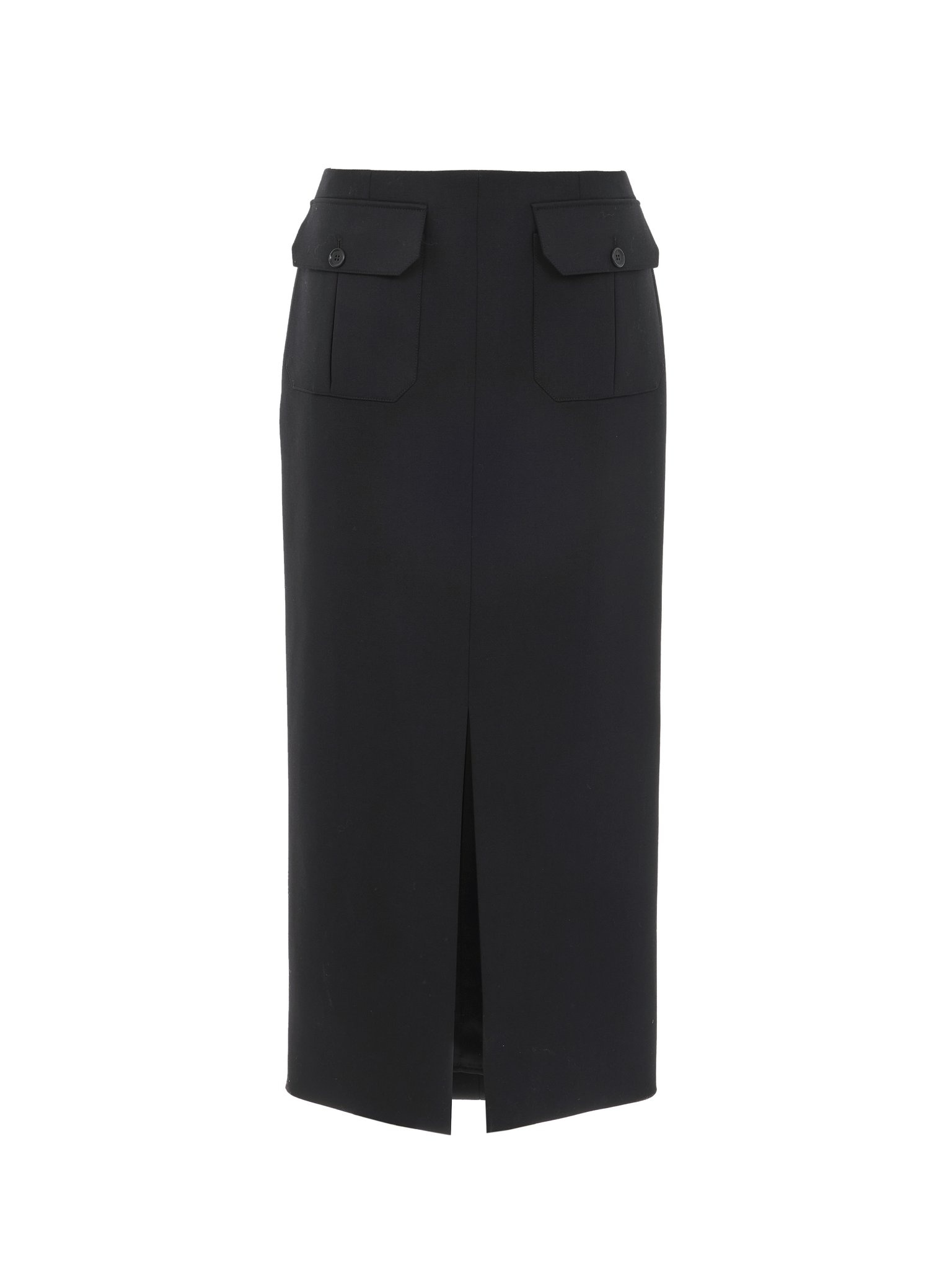 MIDI SKIRT IN WOOL GRAIN DE POUDRE - 1