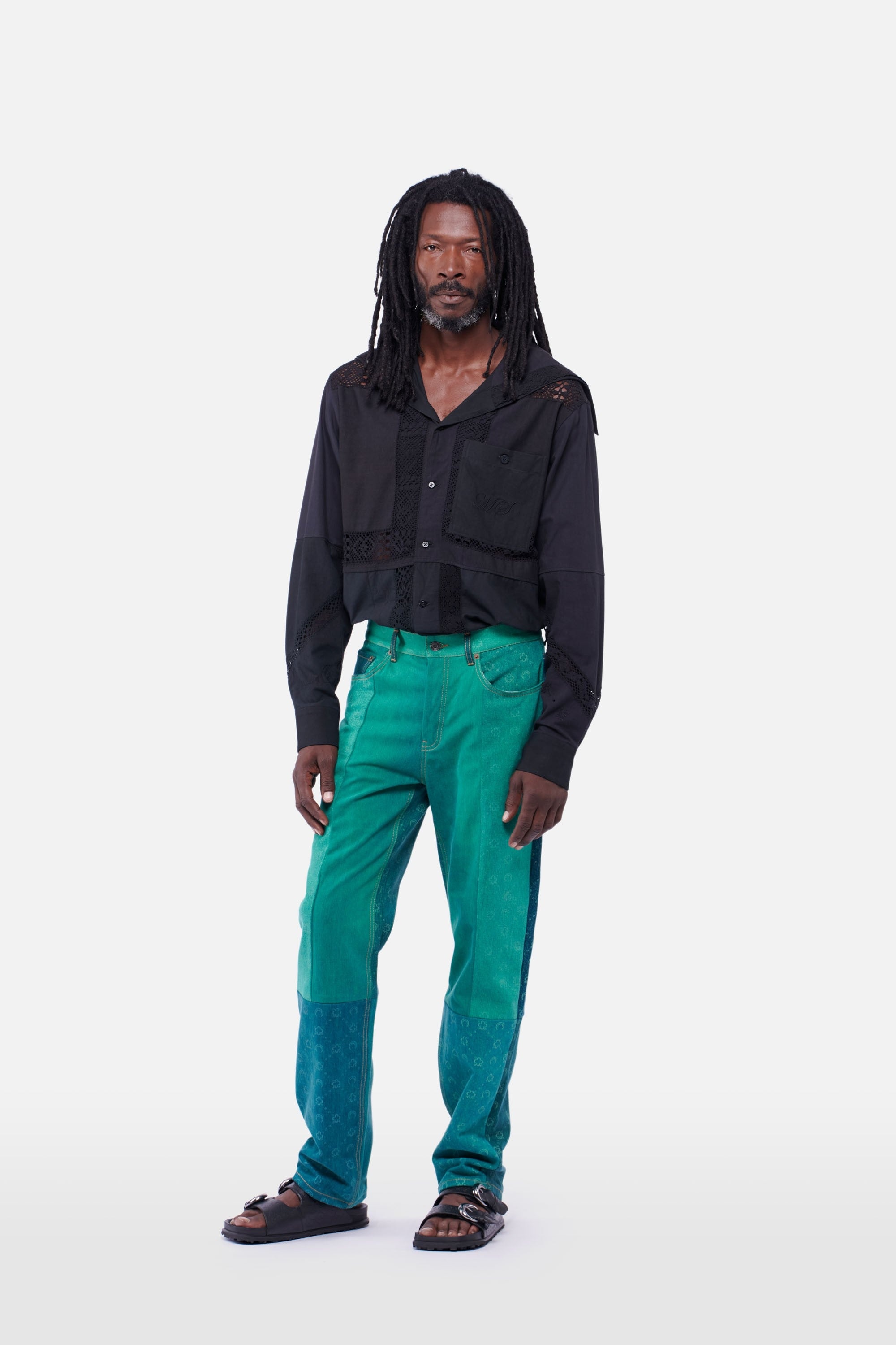 Regenerated Moonogram Denim Fitted Trousers - 4