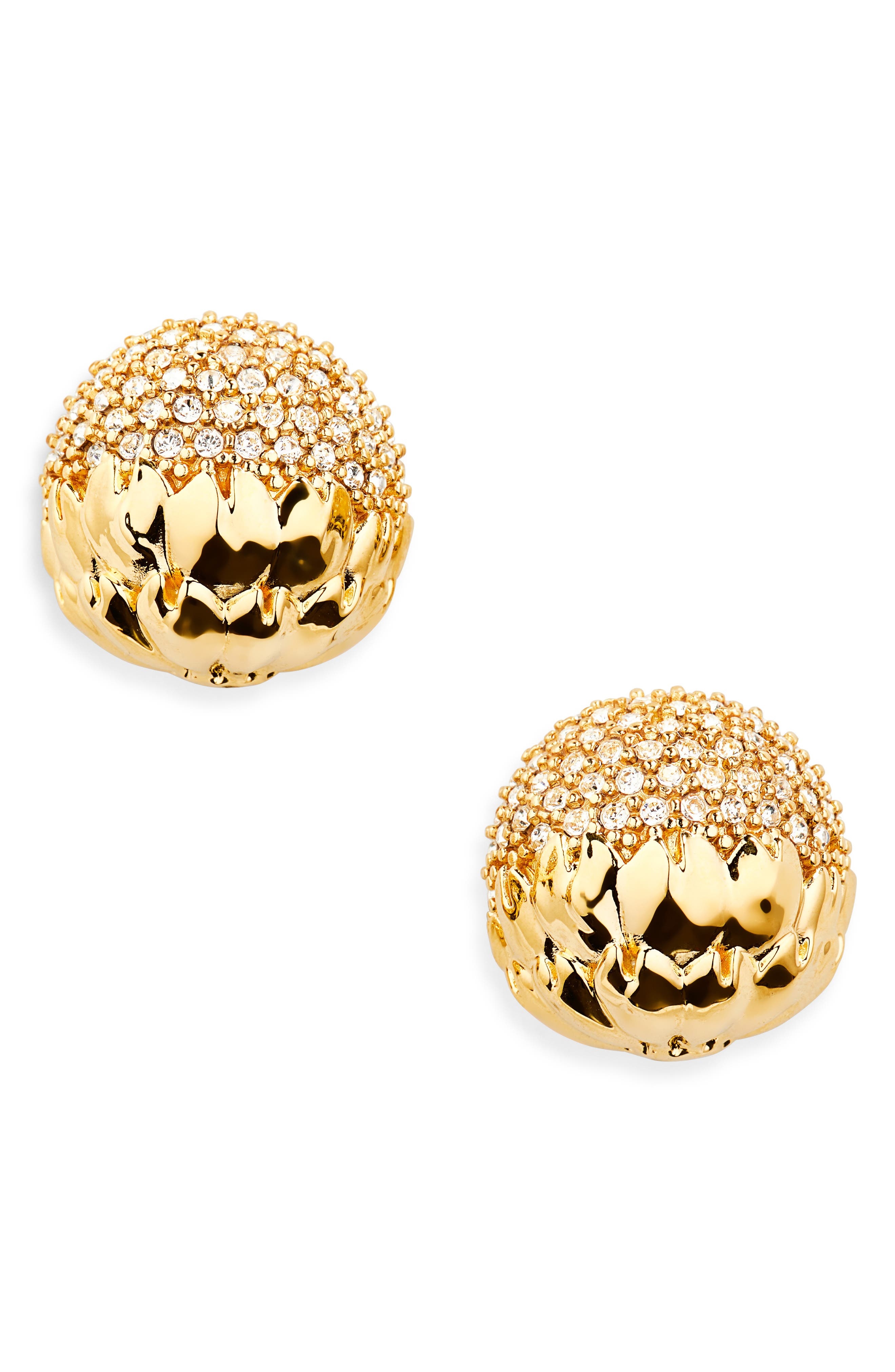 Oscar de la Renta Artichoke Pavè Stud Earrings in Crystal at Nordstrom - 1