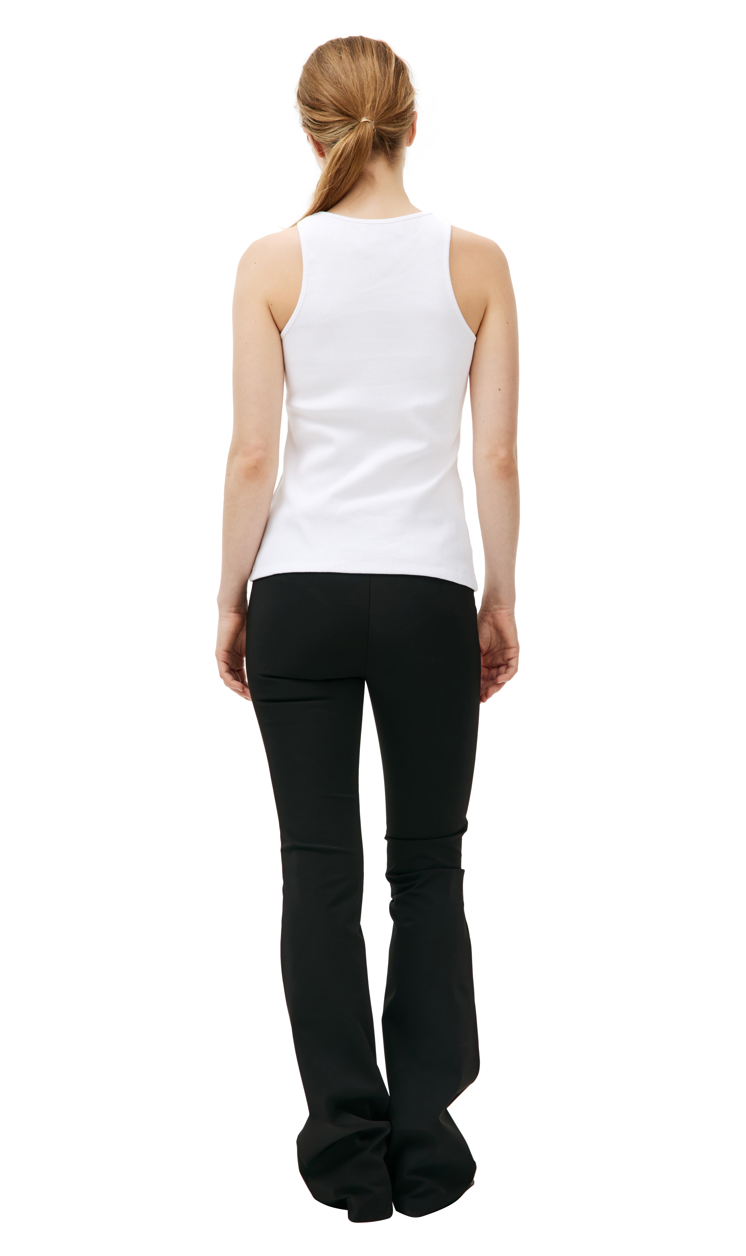 WHITE TANK TOP WITH CRYSTAL-CUT LOGO BROOCH - 3