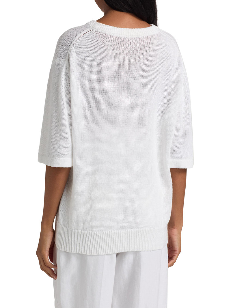 Women's Linen-Cotton Crewneck Sweater - Optic White 5