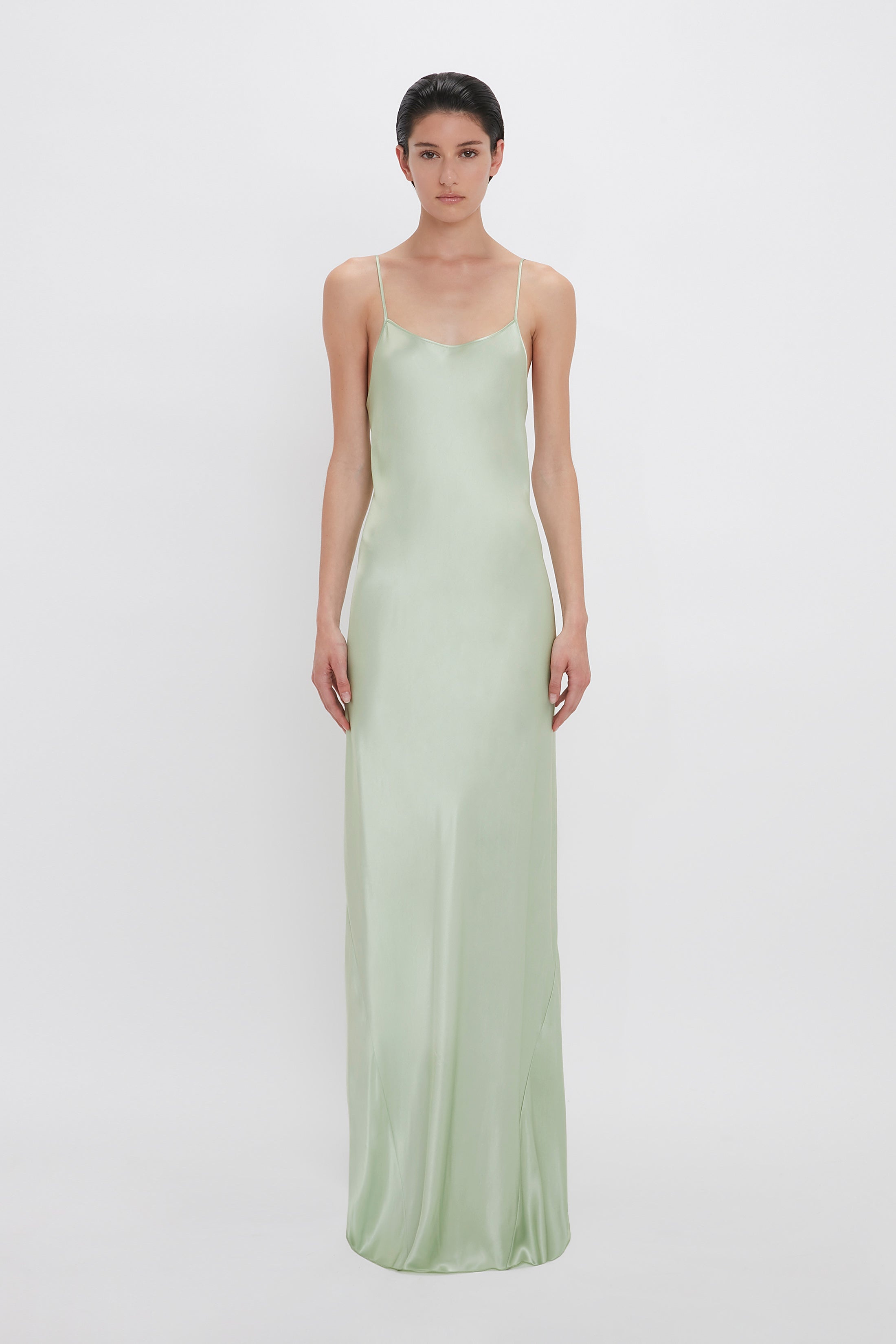 Exclusive Low Back Cami Floor-Length Dress In Jade - 2