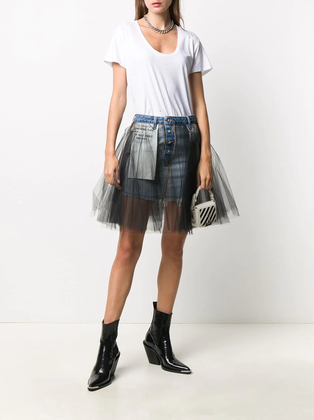 tulle-overlay skirt - 2