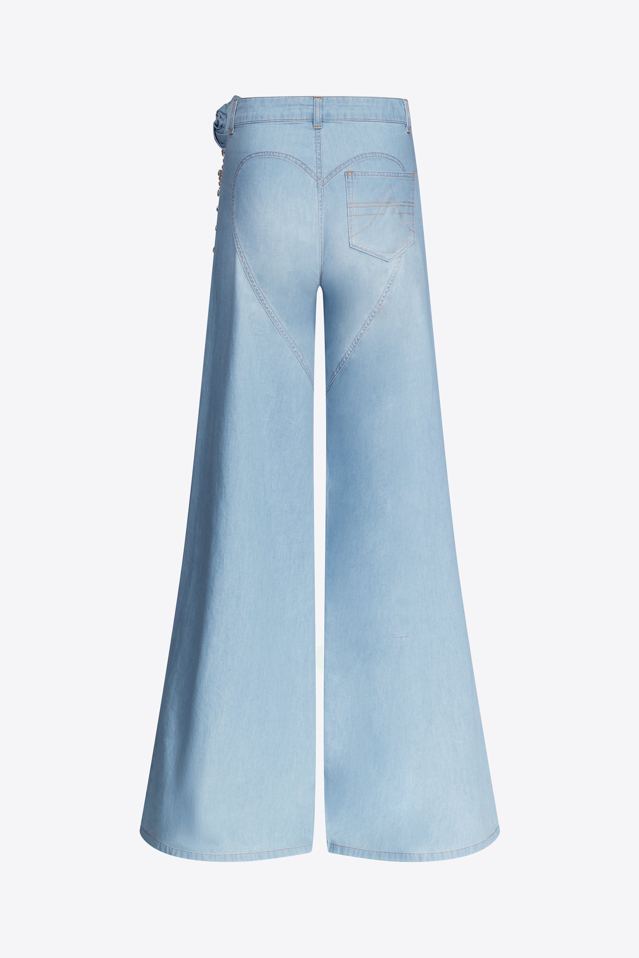 CRYSTAL ROSETTE WIDE LEG JEAN - 2