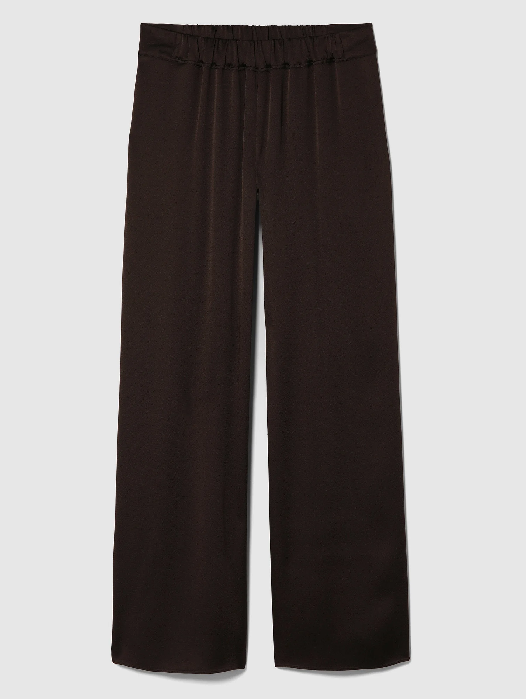 SATIN CHOCOLATE PALAZZO TROUSERS - 1
