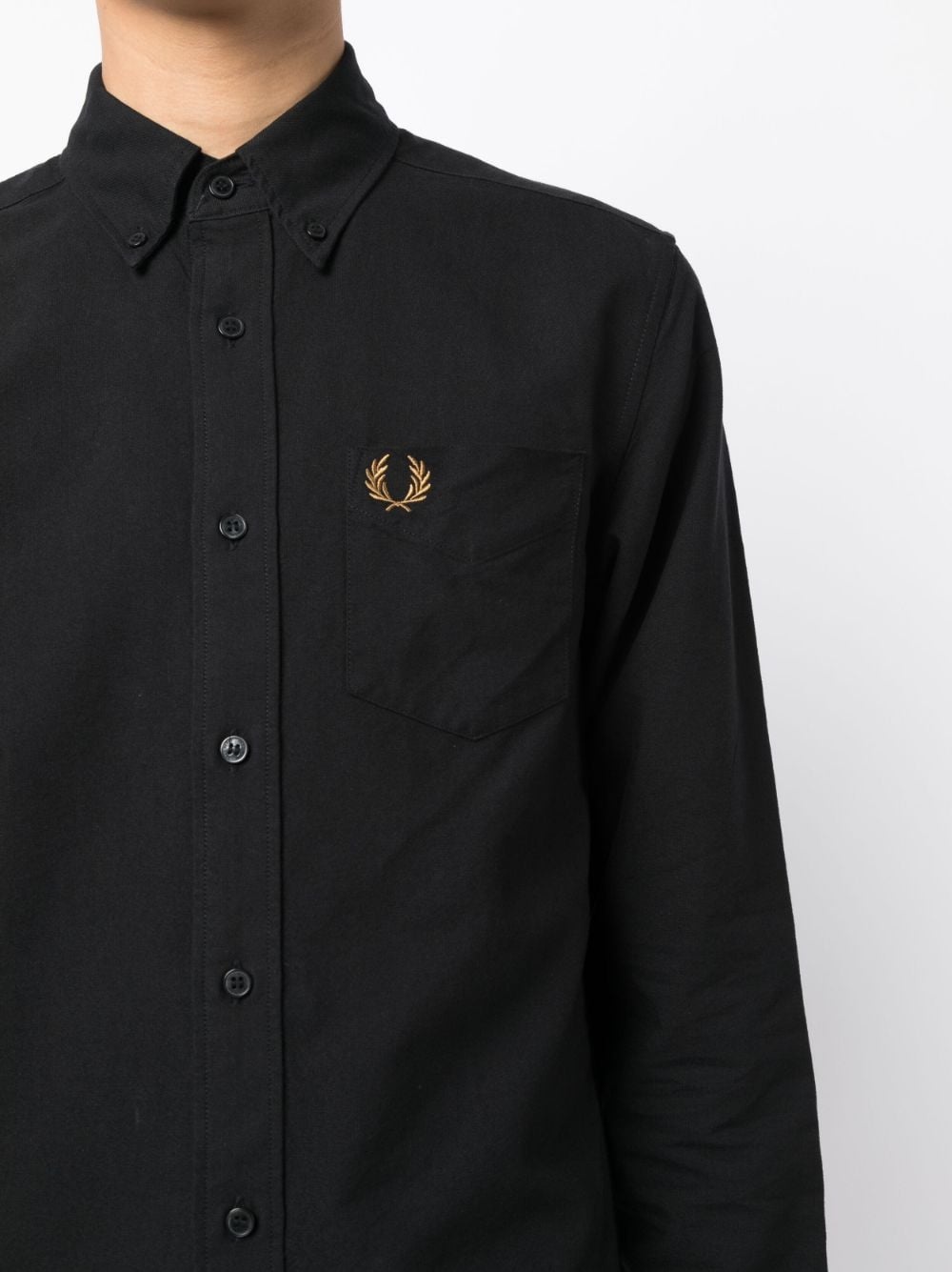logo-embroidered cotton shirt - 9
