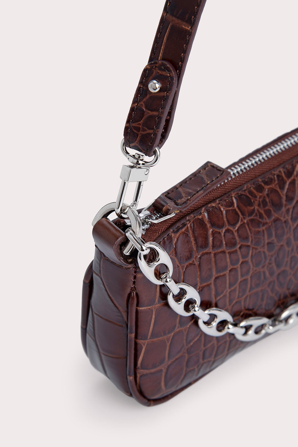 Mini Rachel Nutella Croco Embossed Leather - 4