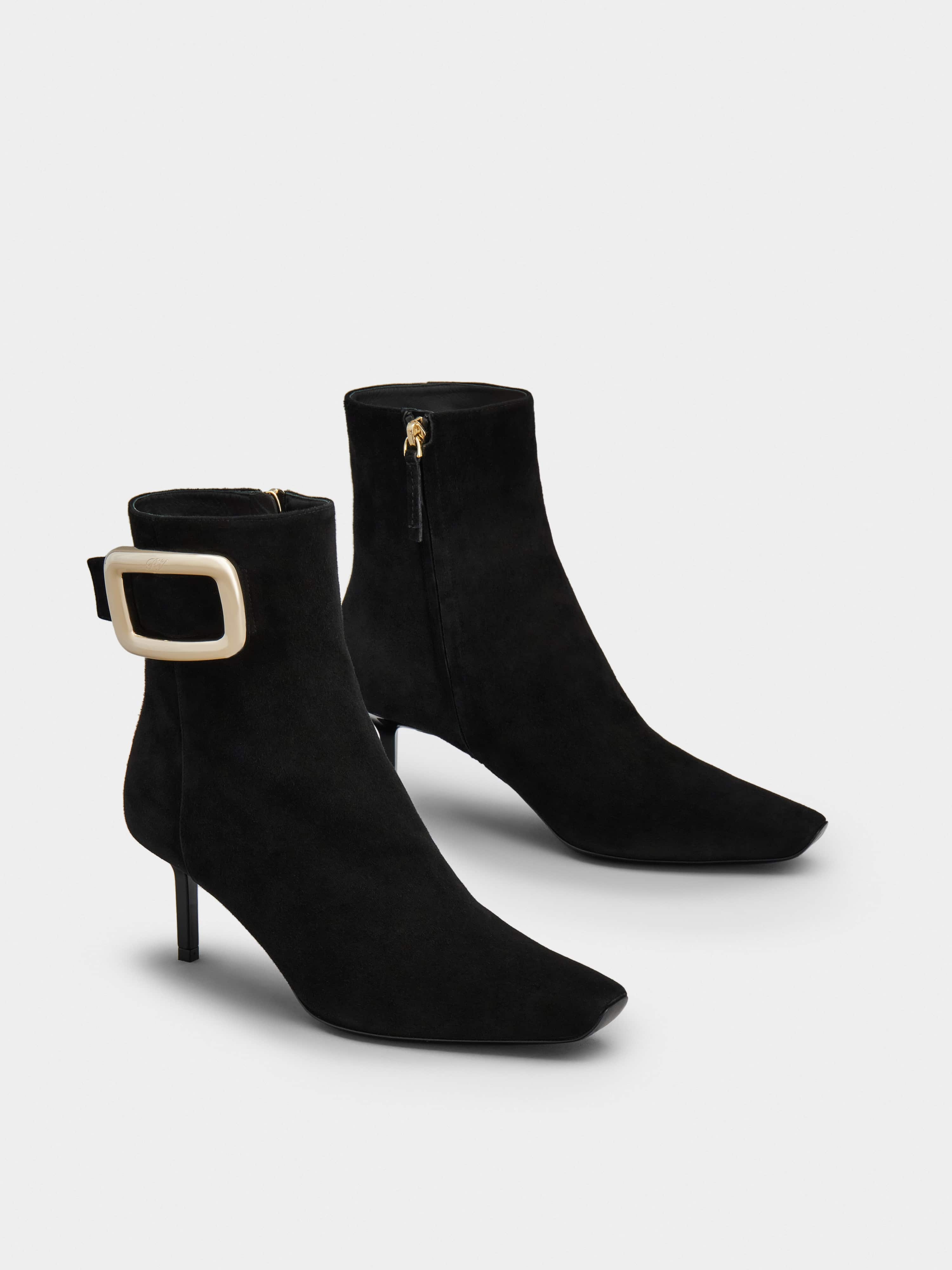 Viv' Choc Metal Buckle Booties in Suede - 2