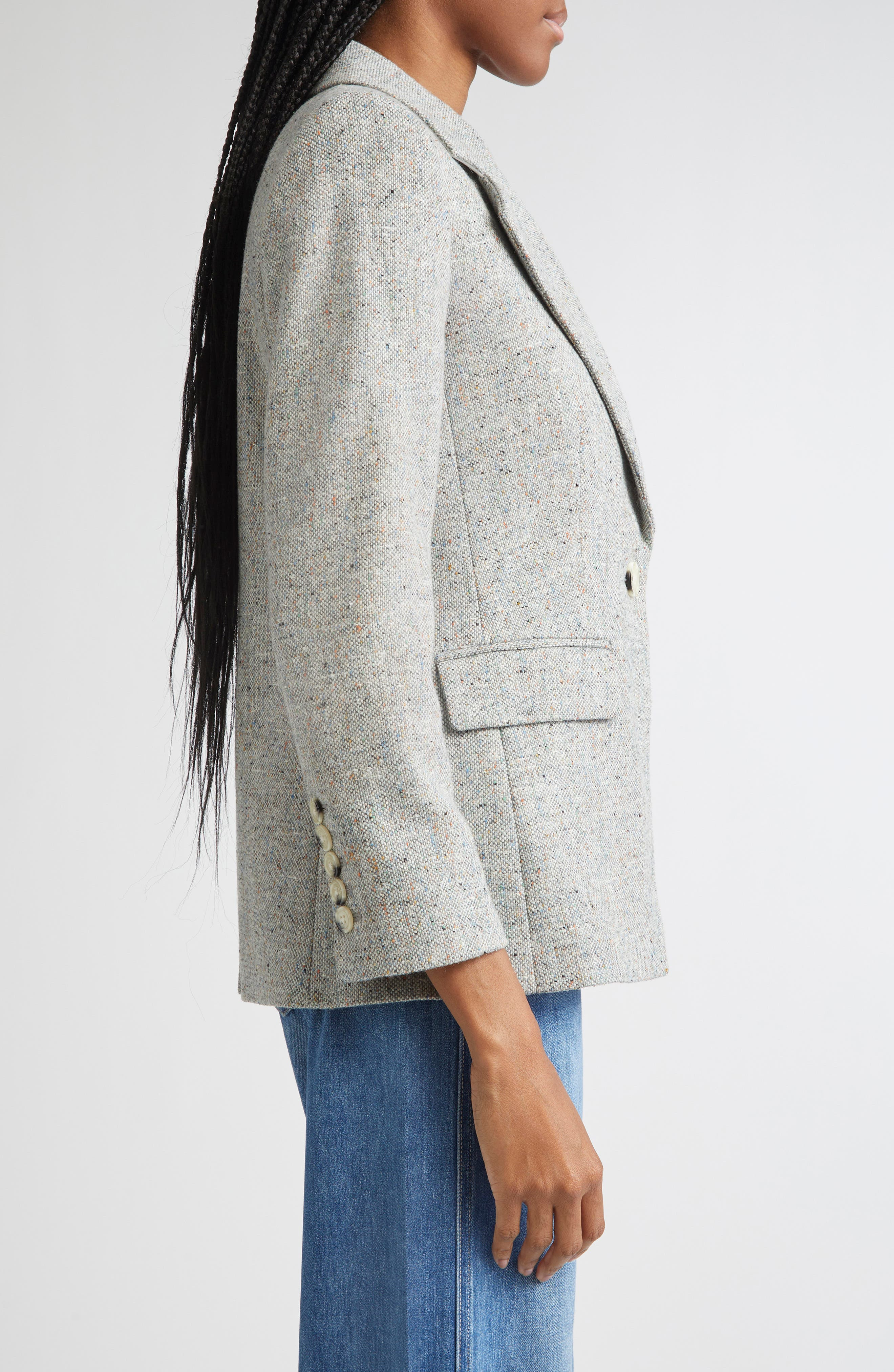 Veronica Beard Healy Donegal Tweed Dickey Jacket in Antique Blue Melange at Nordstrom - 6