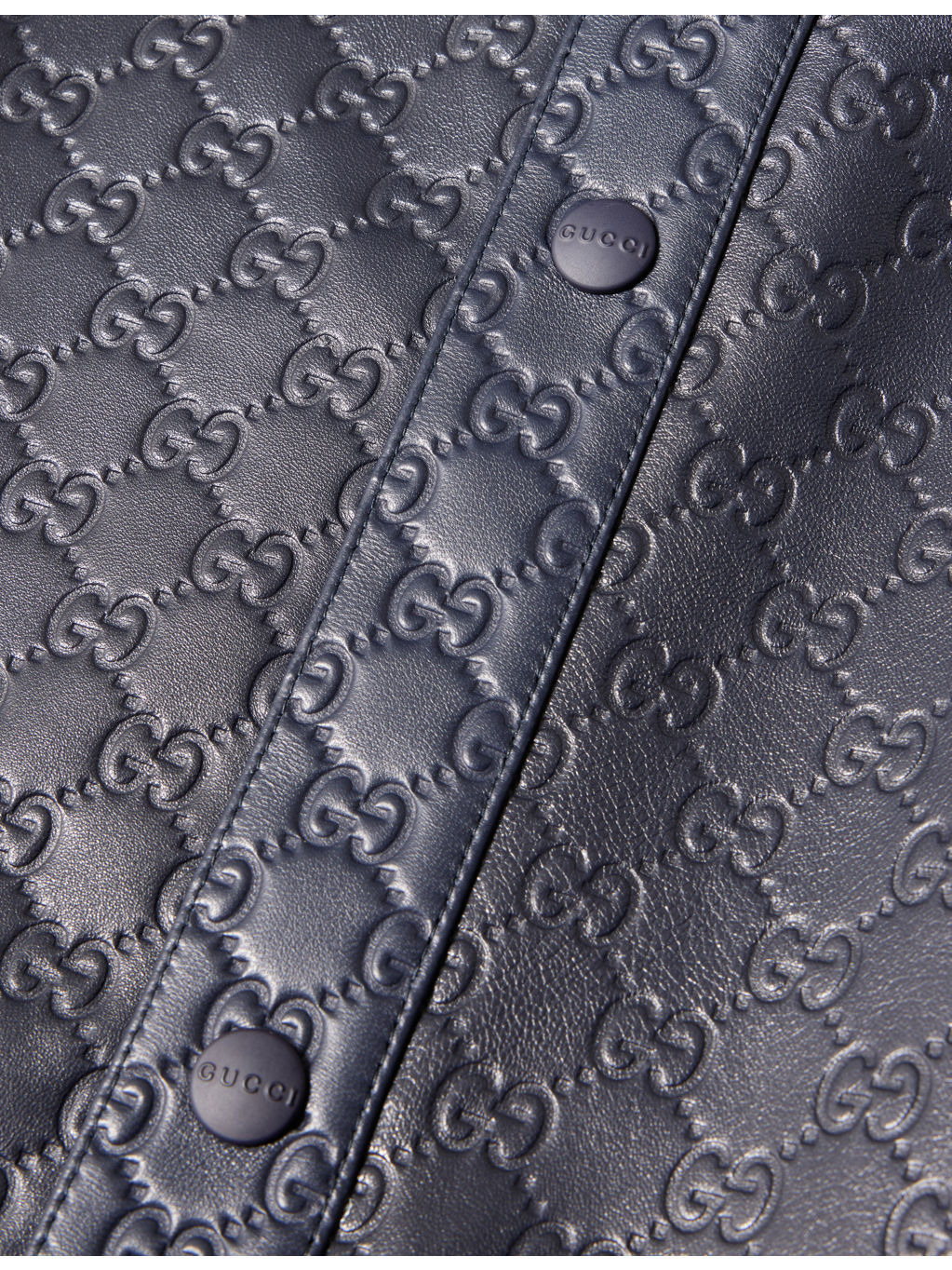 Embossed Monogram-Pattern Long-Sleeve Faux-Leather Shirt - 7