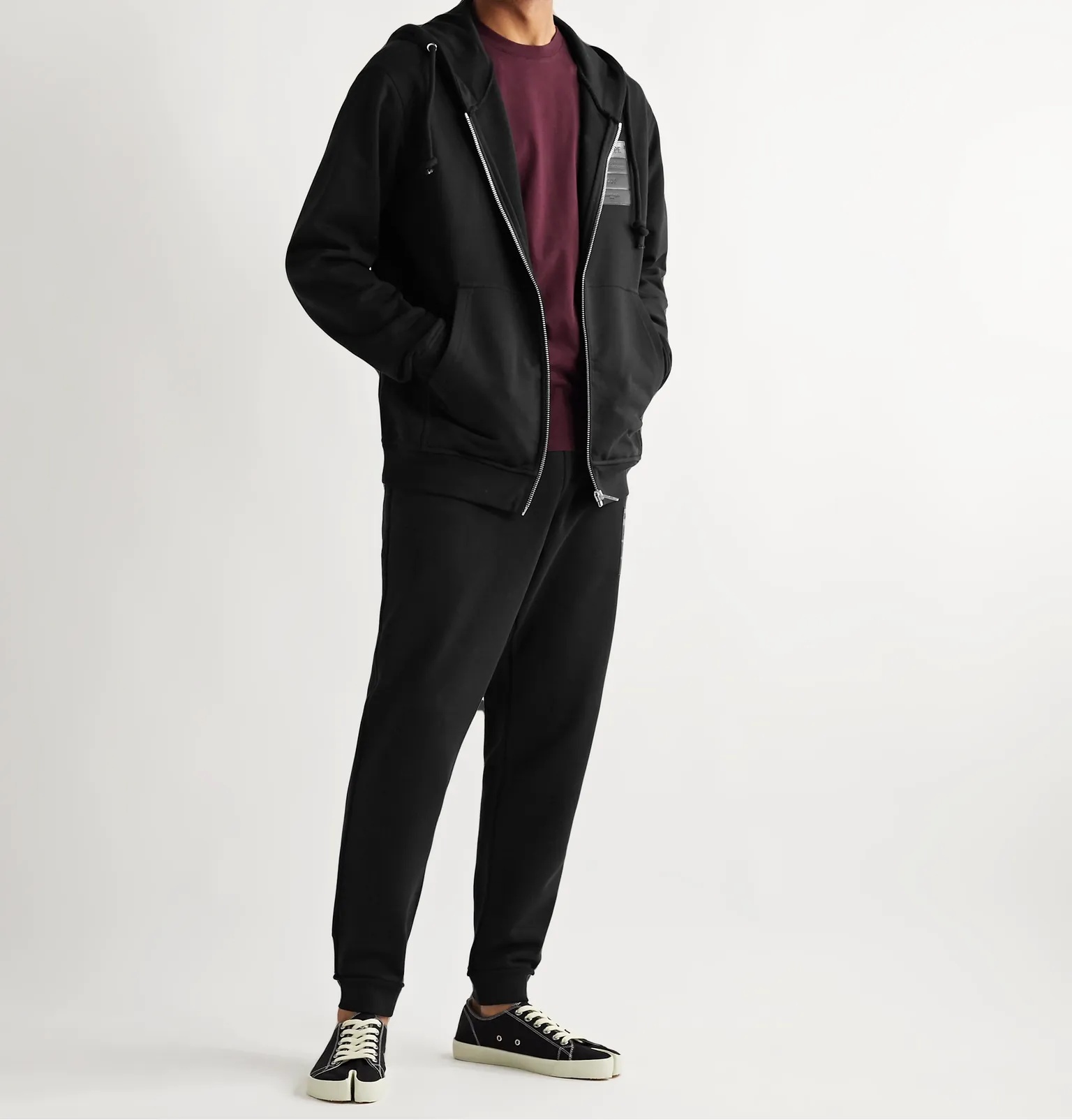 Tapered Leather-Appliquéd Organic Loopback Cotton-Jersey Drawstring Sweatpants - 2