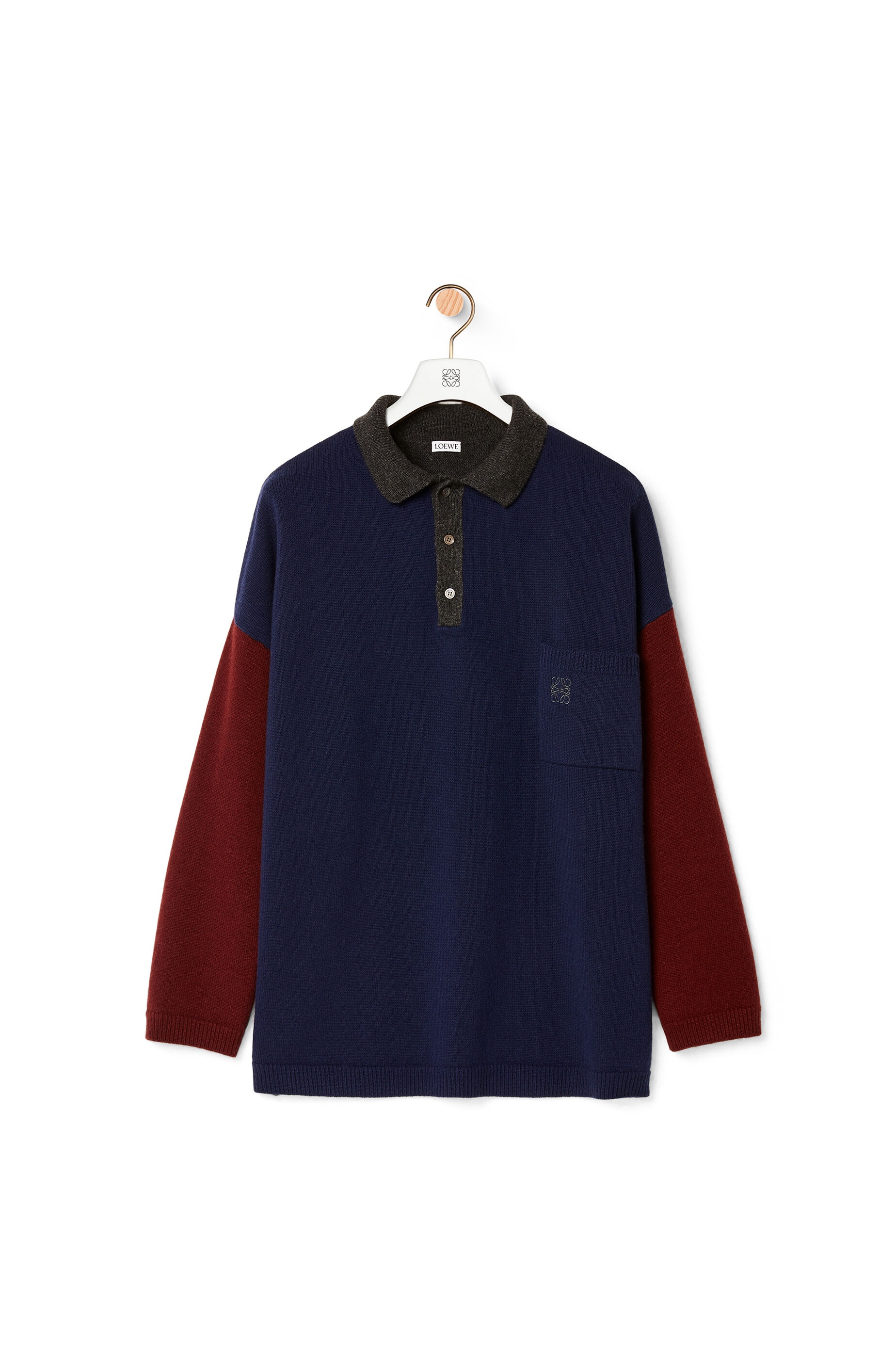 Polo collar oversize sweater in wool and cashmere - 1