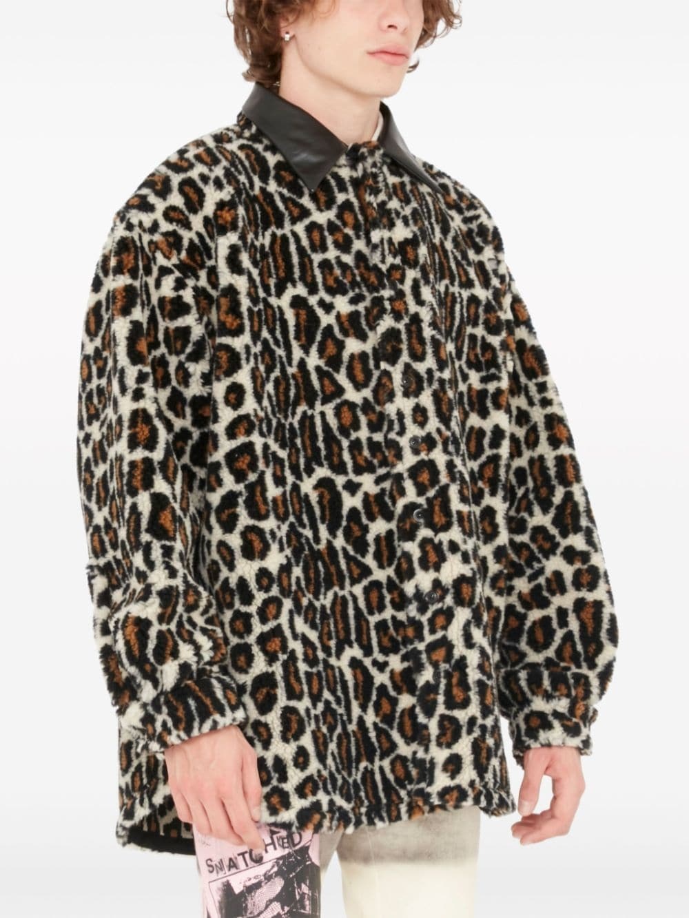 leopard-print faux-fur shirt - 3