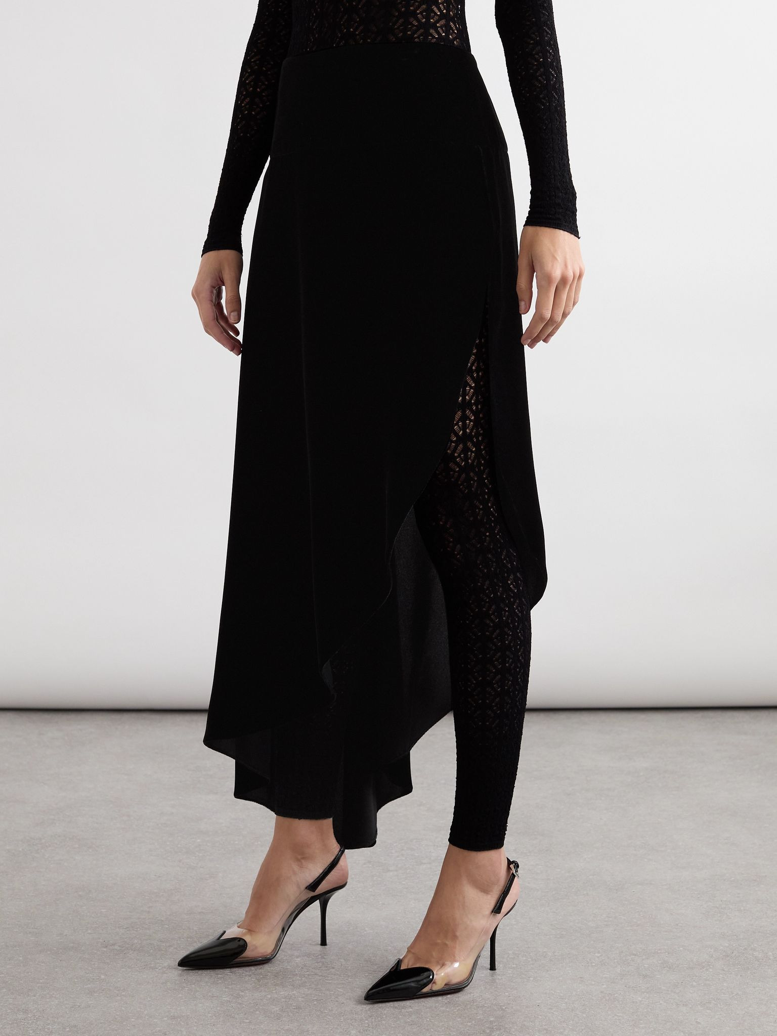 Asymmetric velvet skirt Black - 3