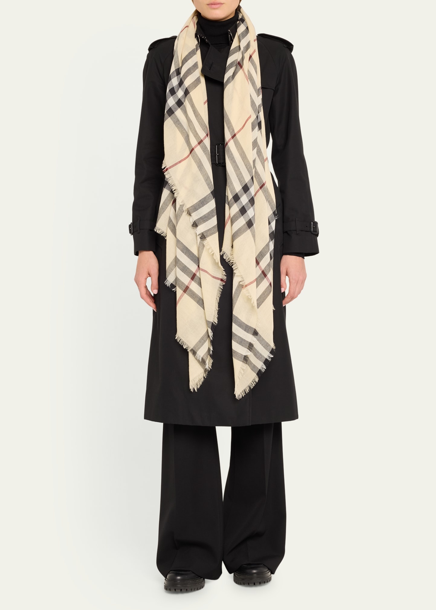 Giant Check Wool Scarf - 2