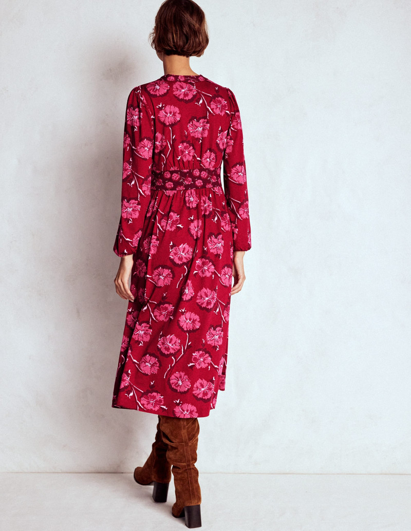 Natalia Long Sleeve Tea Dress-Red, Delicate Carnation 4