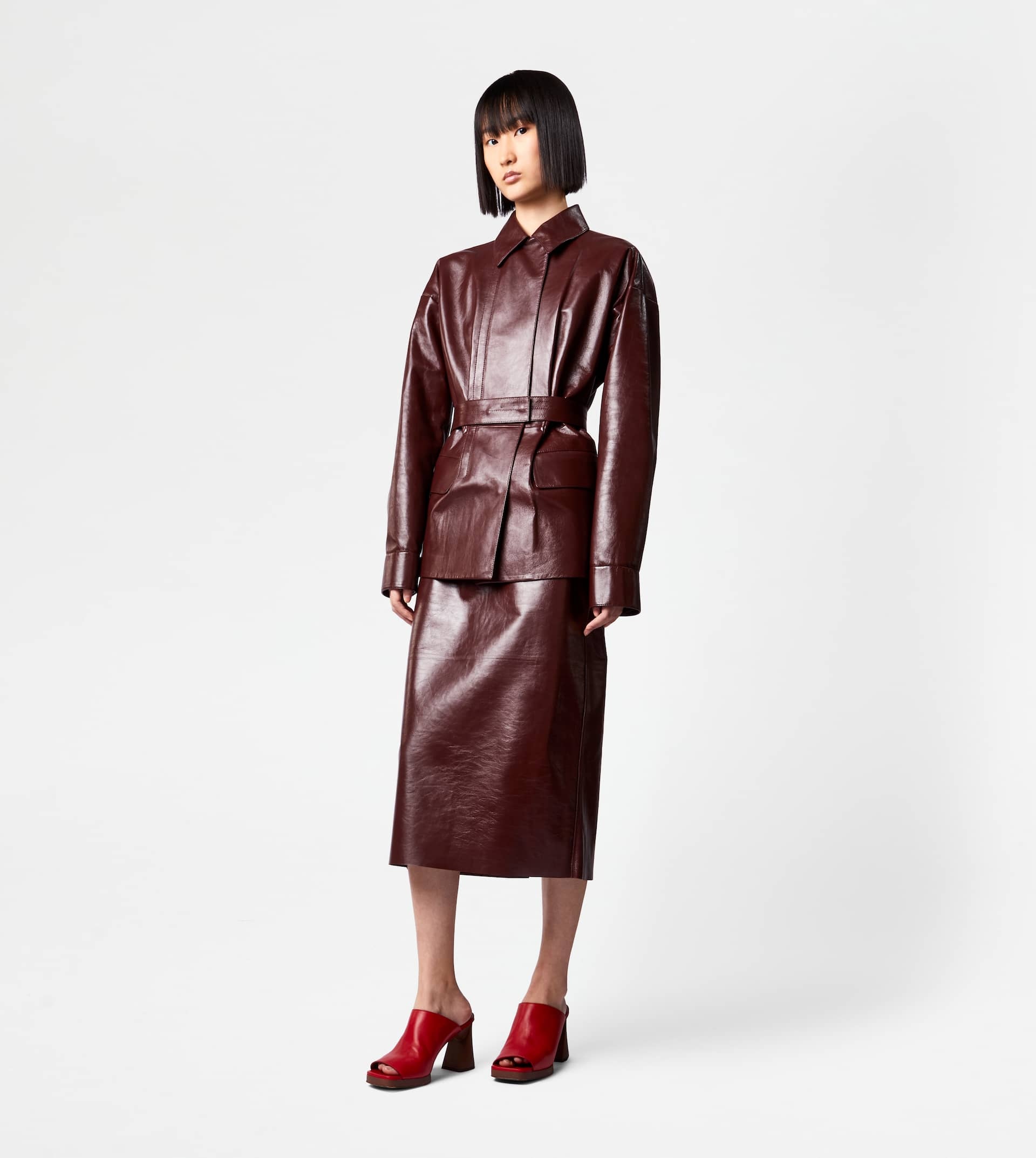 SKIRT IN LEATHER - BROWN - 2