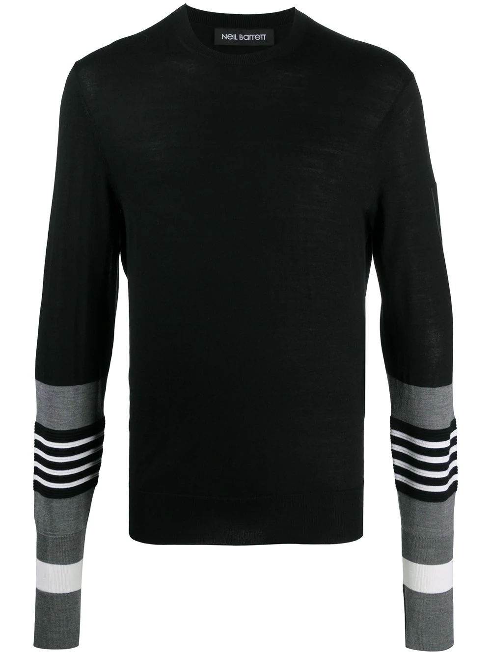 striped sleeves crew neck jumper - 1