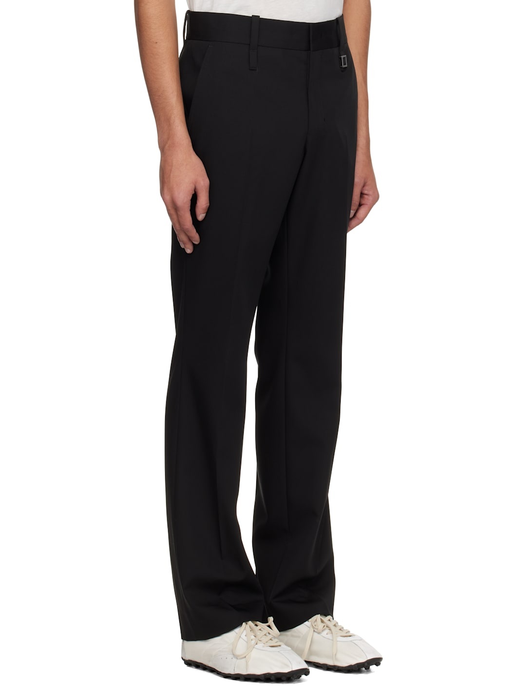 Black Slim Straight Trousers - 2