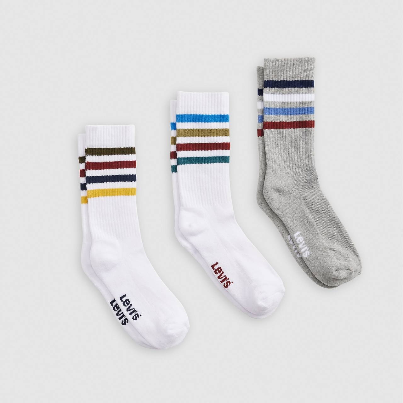 RETRO STRIPED ATHLETIC CREW SOCKS - 1