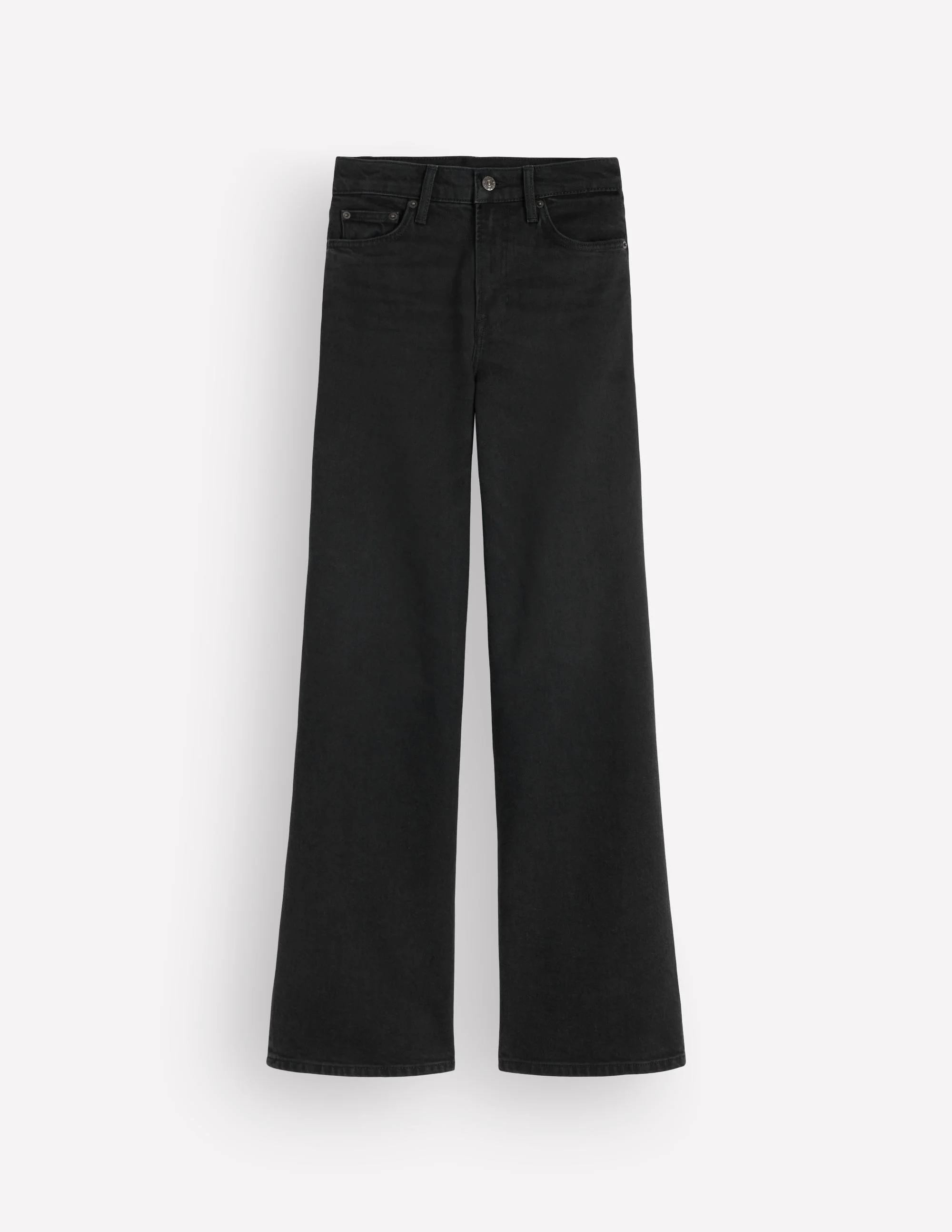 High Rise Wide Leg Jeans-Washed Black - 1