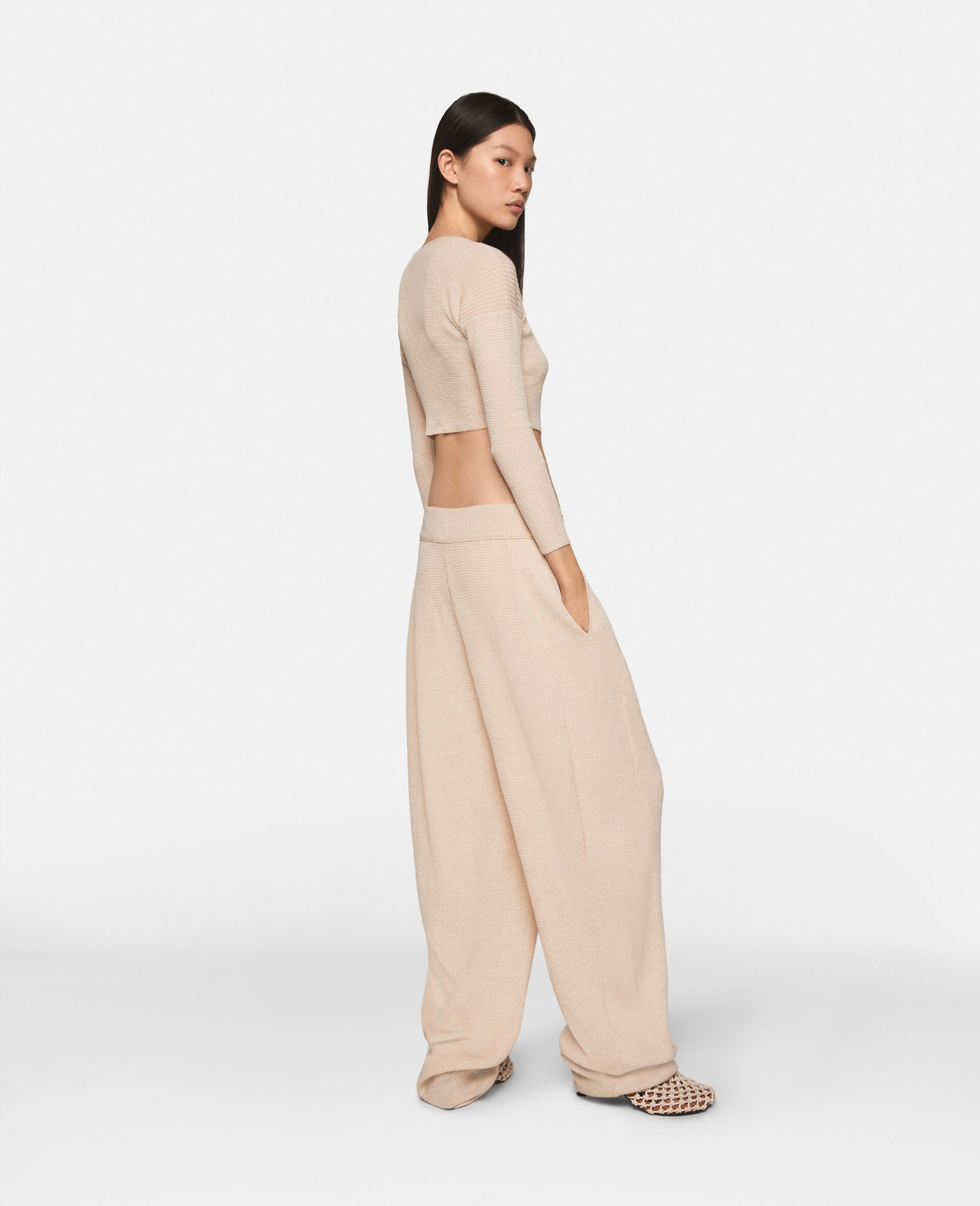 Waffle-Knit Mid-Rise Wool Trousers - 4