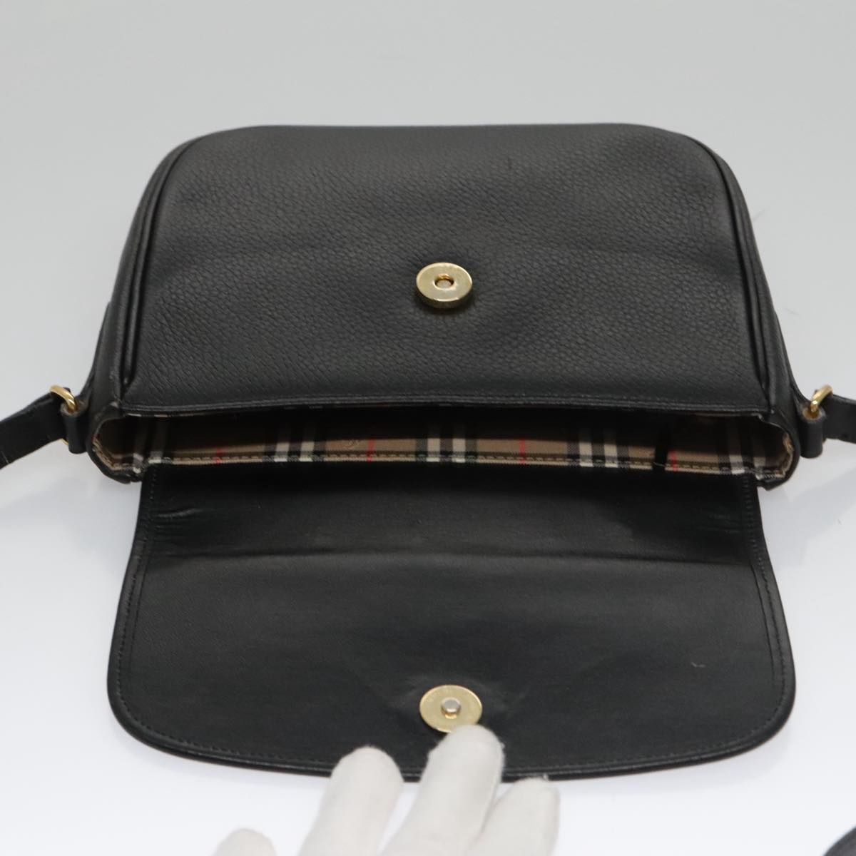 Burberry Shoulder Bag Leather Black - 15