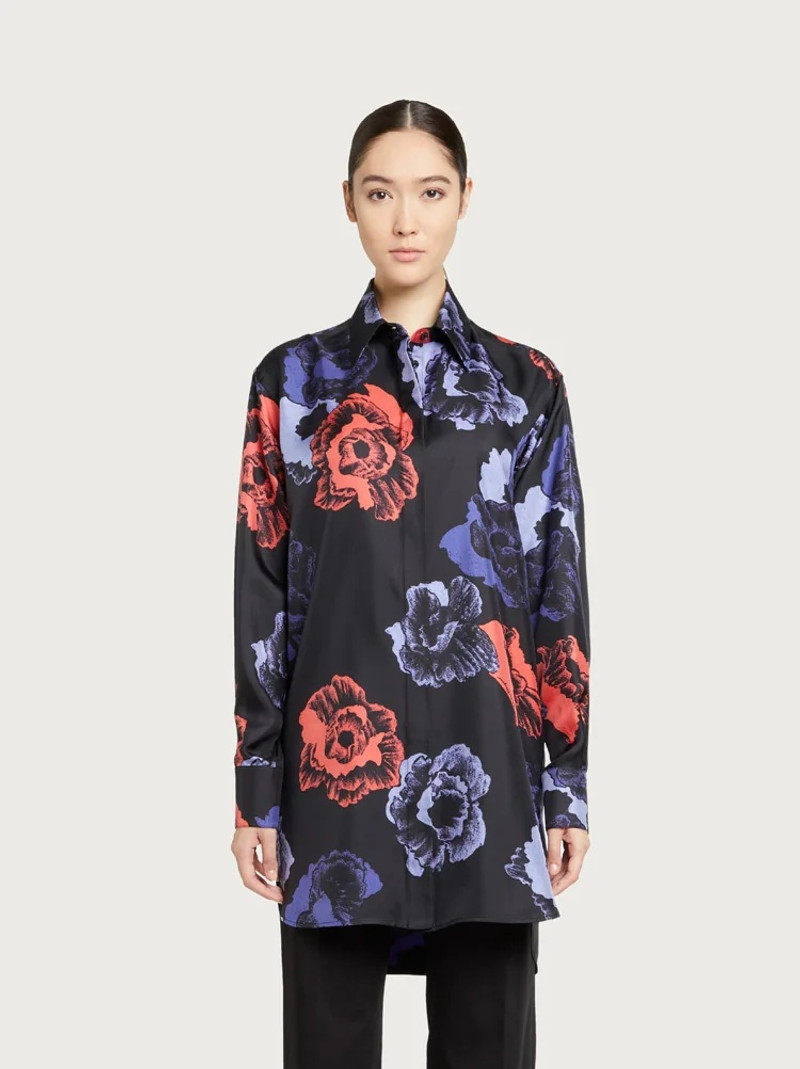 FERRAGAMO POPPIES PRINT SILK TUNIC outlook