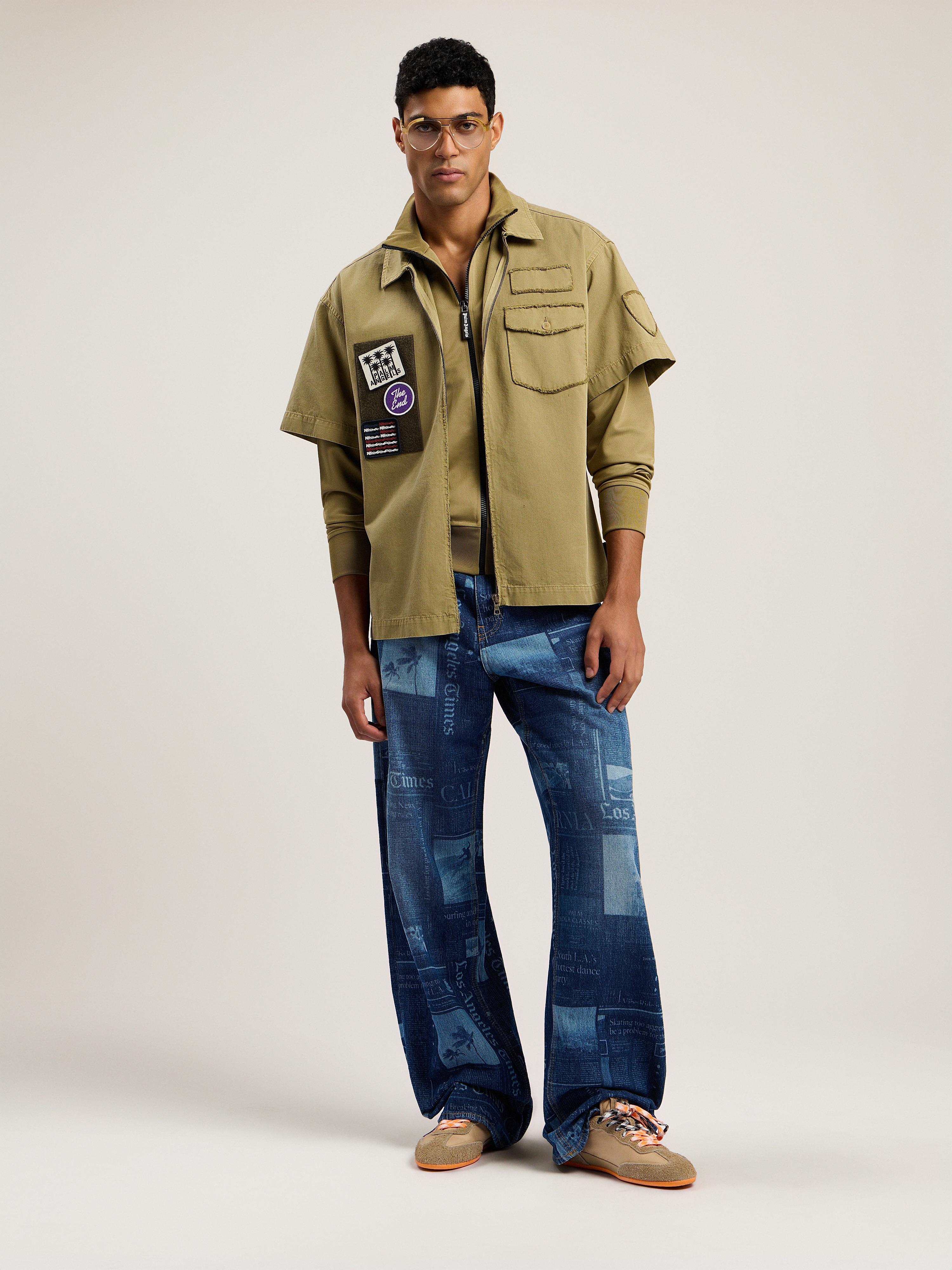 Military Patch Zipped Shirt - 2