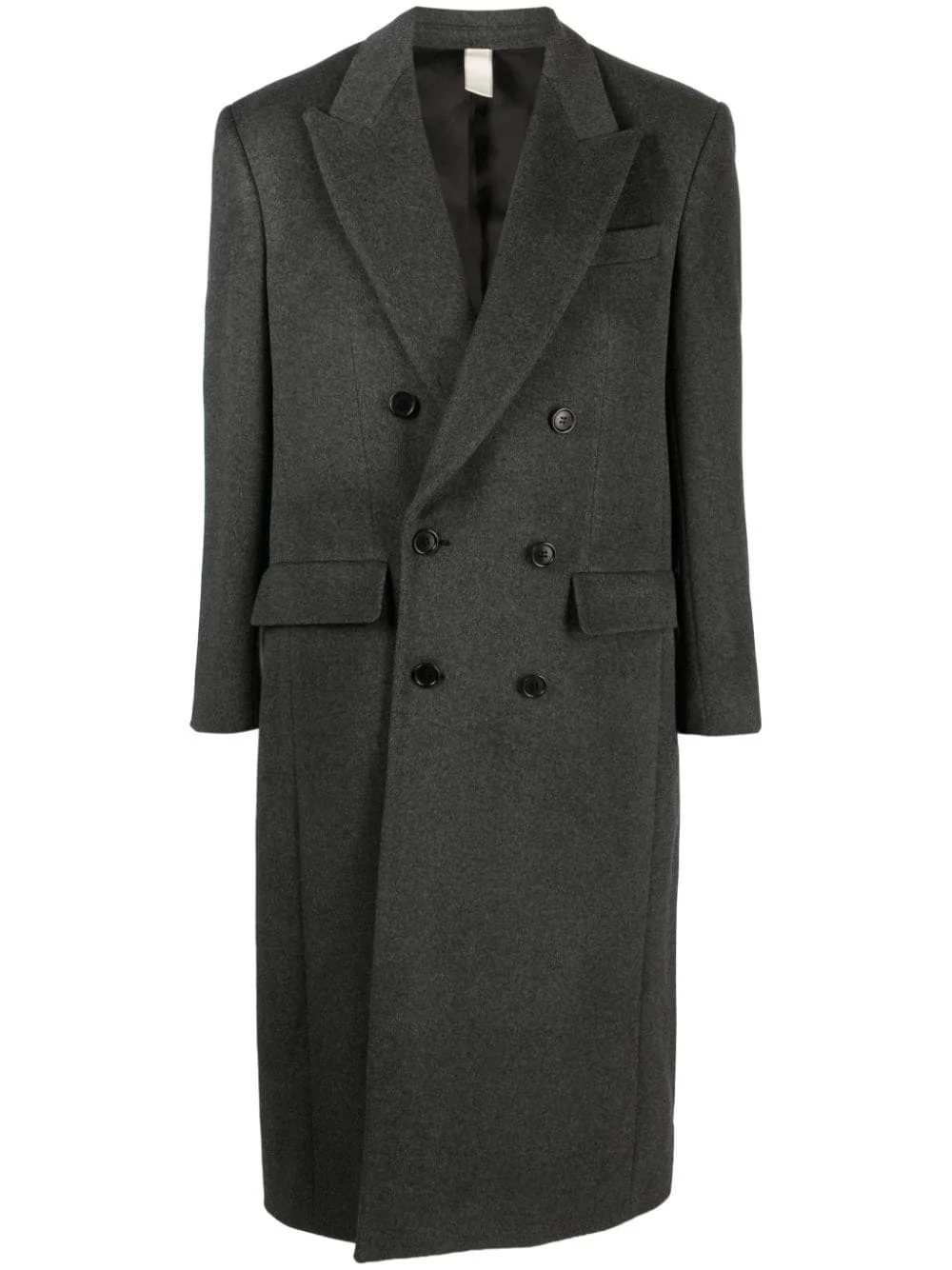double-breasted wool blend midi coat - 1