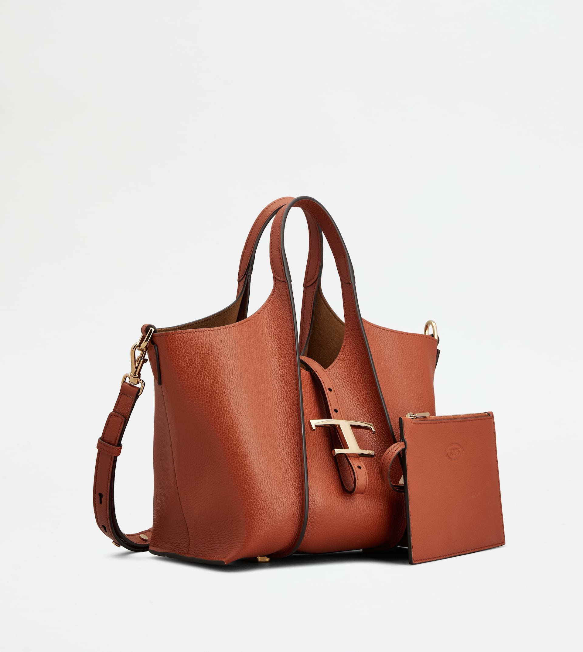 T TIMELESS SHOPPING BAG IN LEATHER MINI - ORANGE - 2