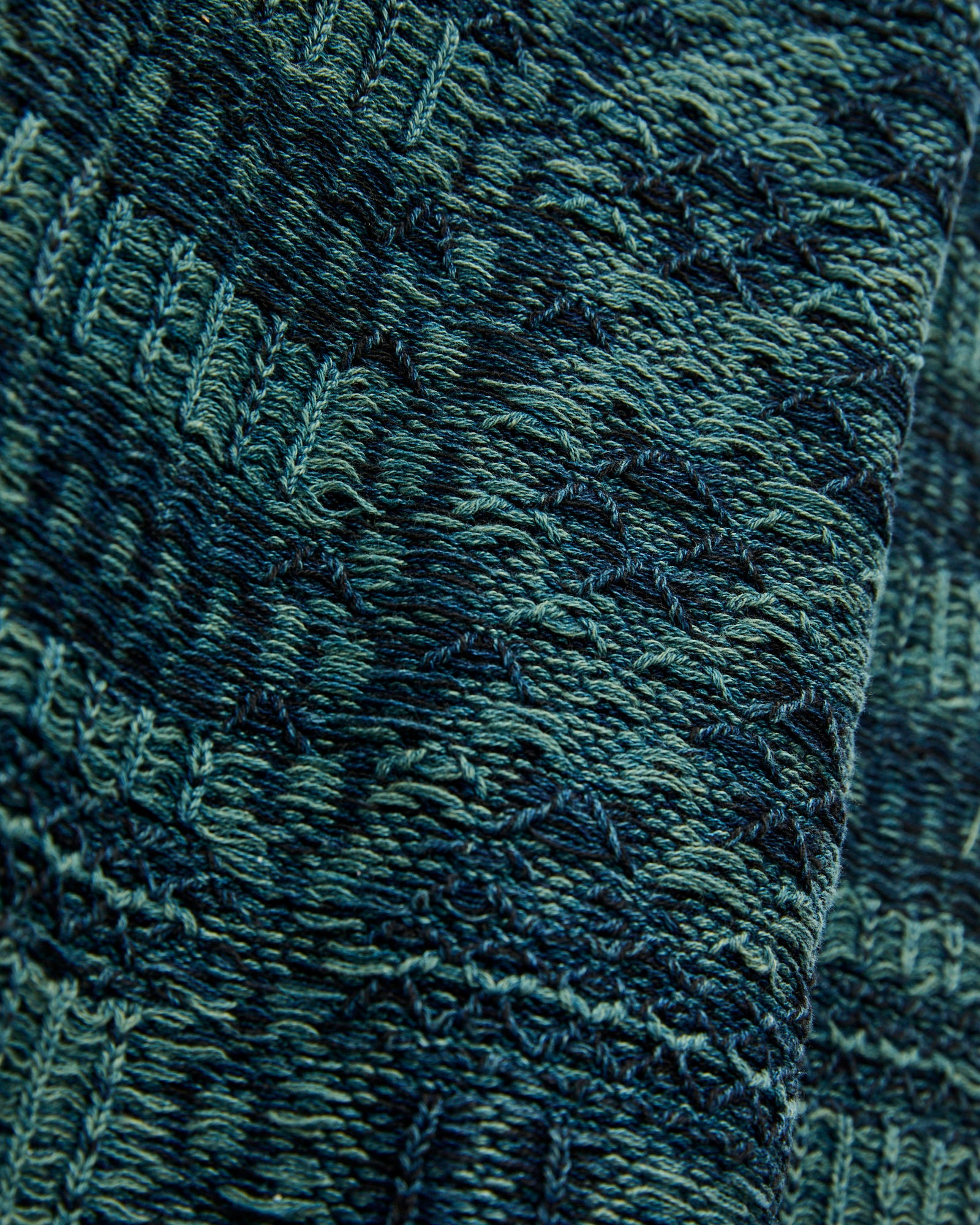 Jacquard-Knit Shawl Collar Cardigan in Indigo - 7
