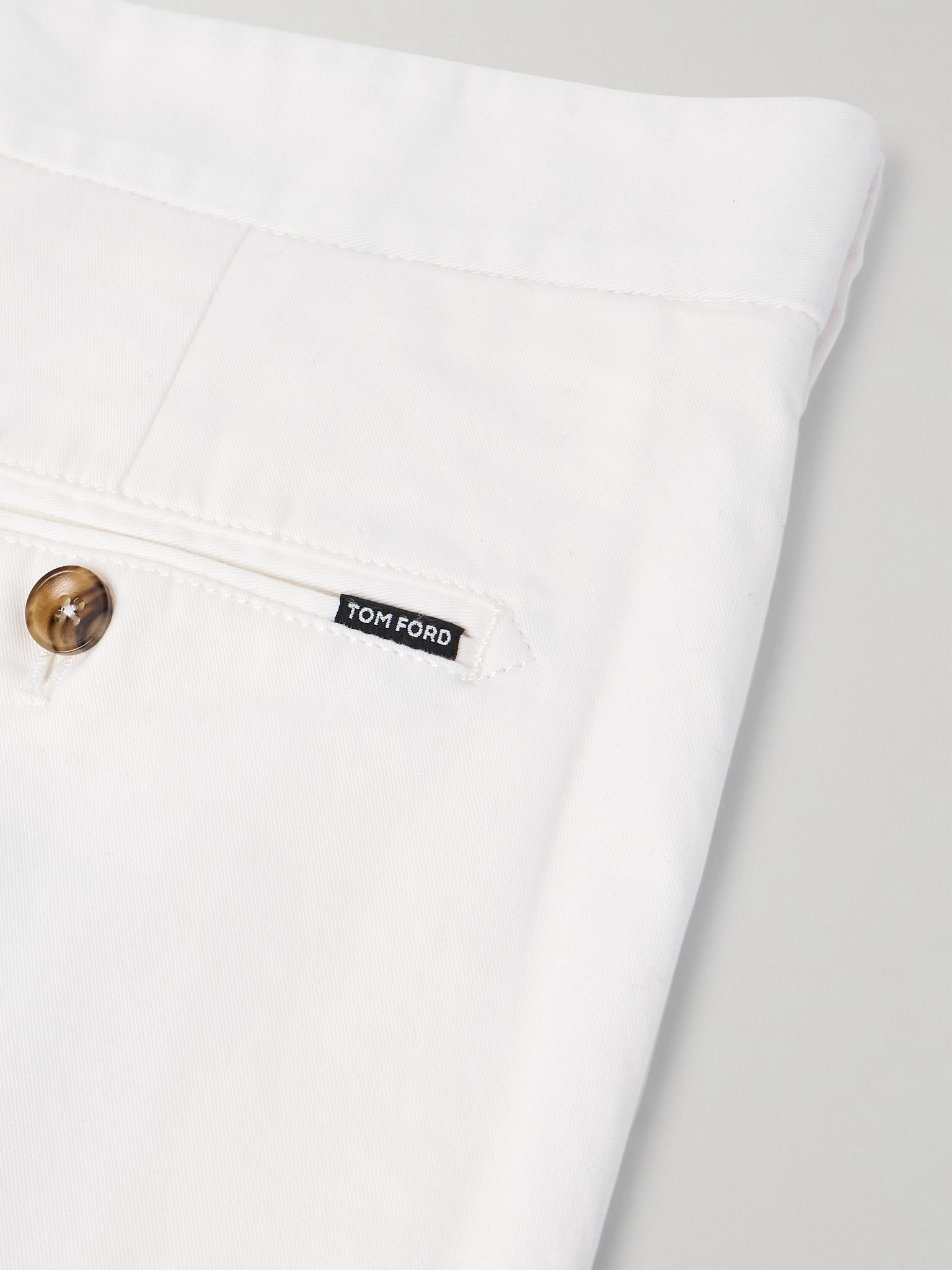 Straight-Leg Stretch-Cotton Twill Shorts White - 5