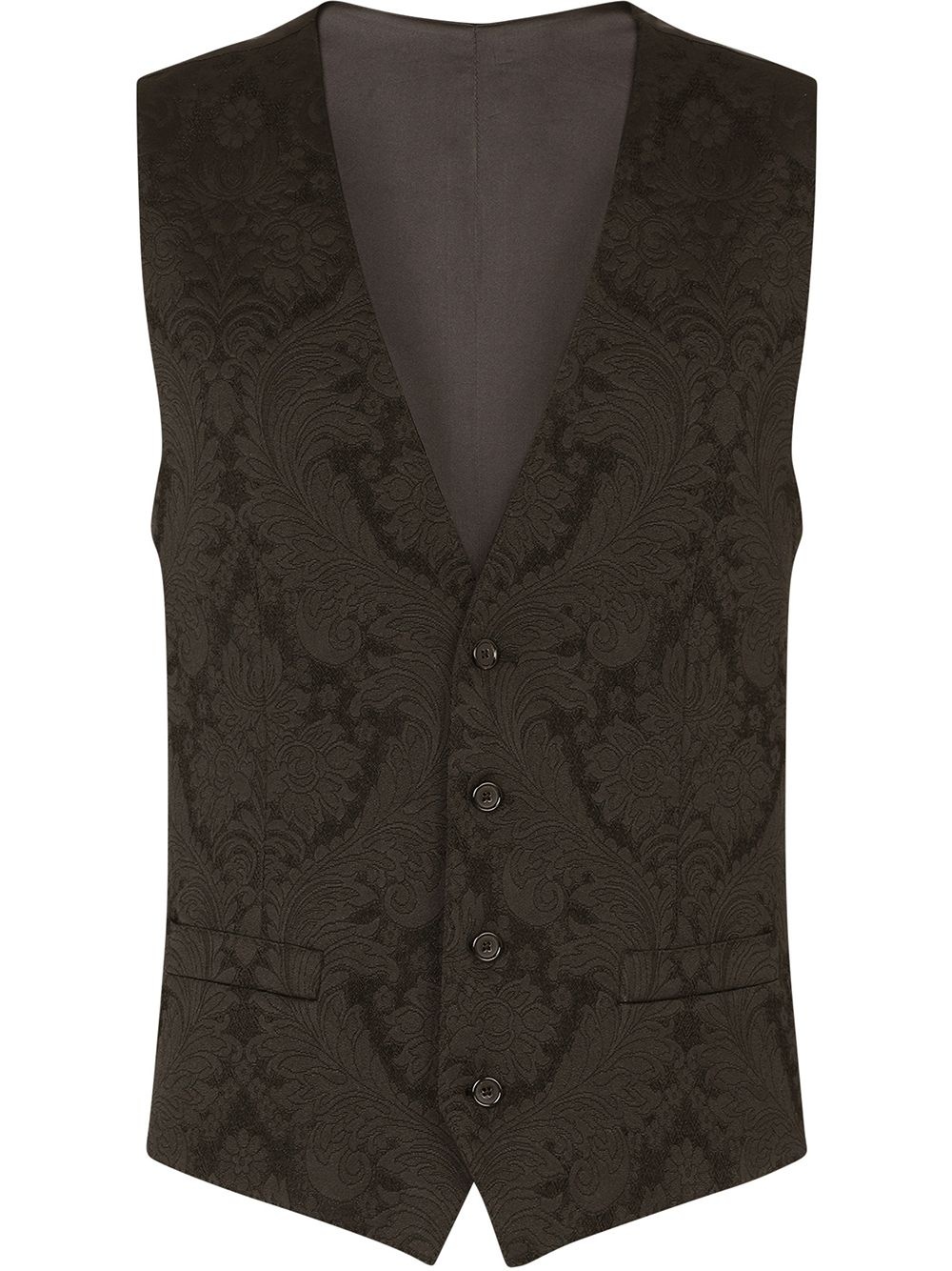 floral jacquard single-breasted waistcoat - 1