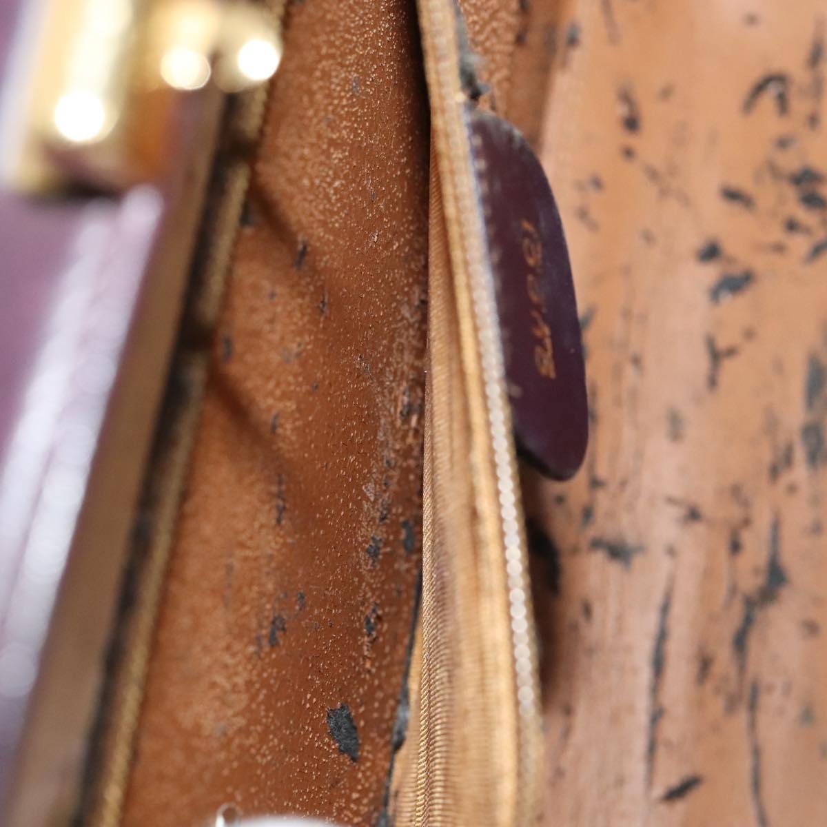 GUCCI Hand Bag Leather Purple Gold - 11