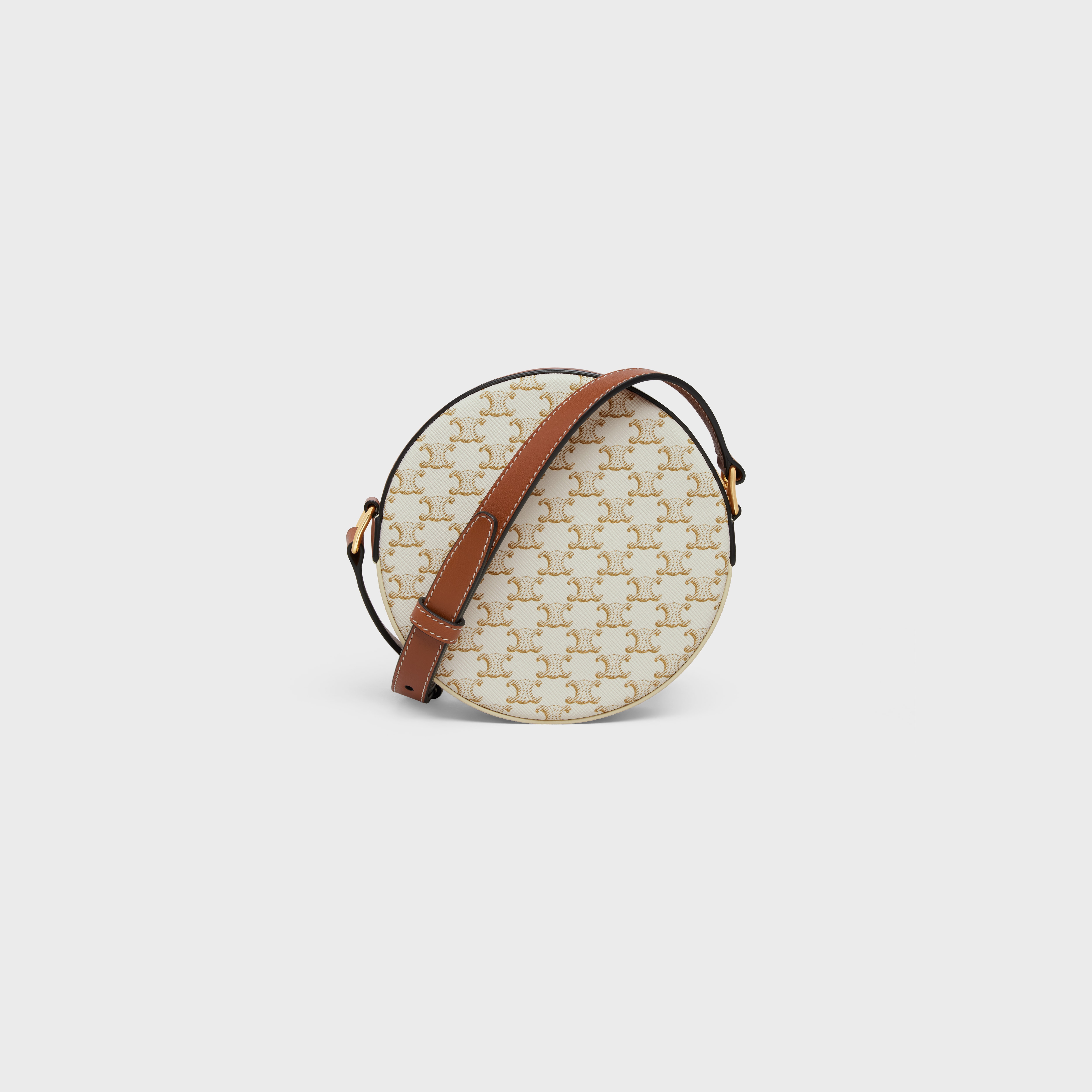 ROUND PURSE ON STRAP in Triomphe Canvas and Lambskin - 3