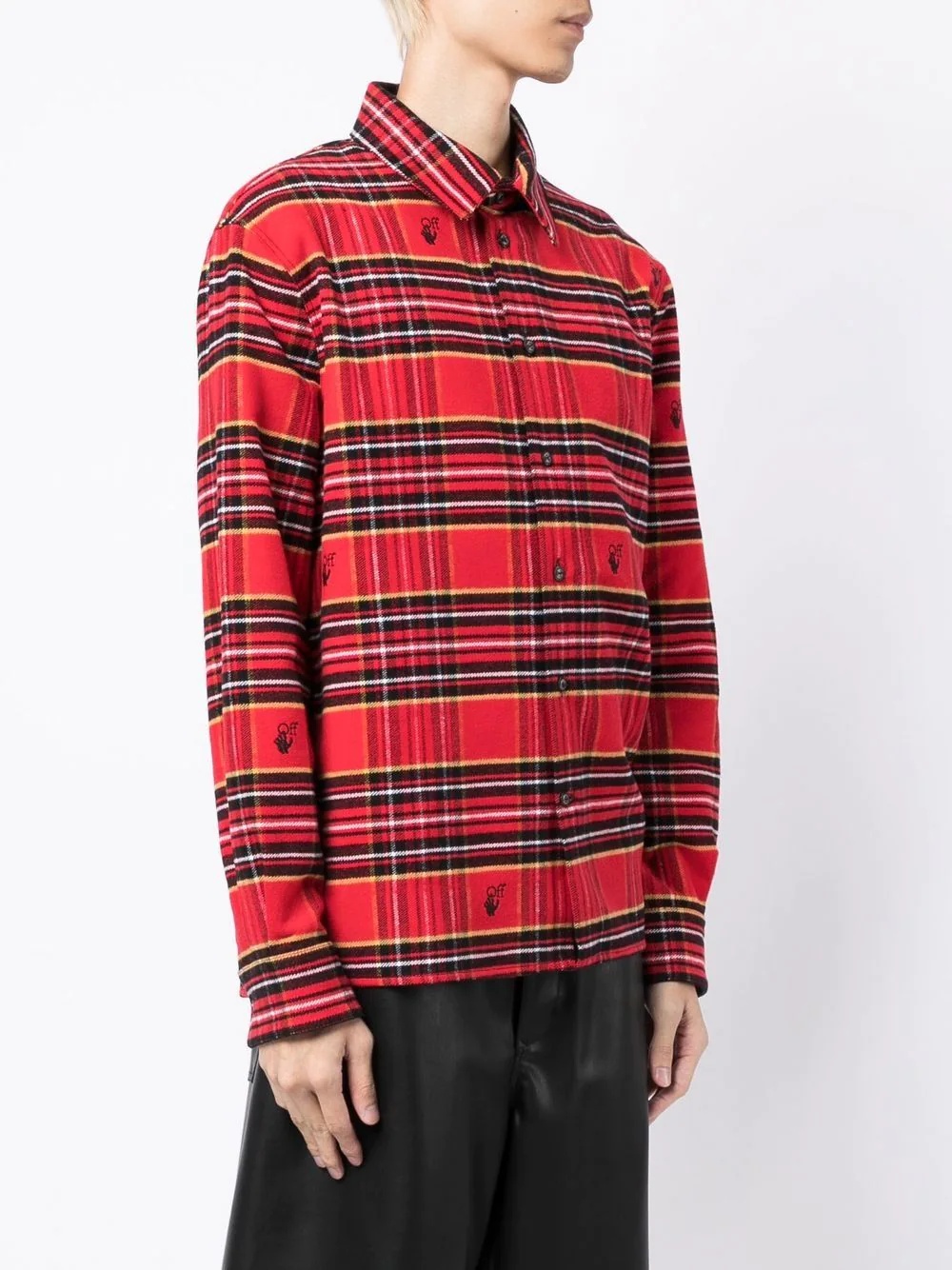 tartan-check logo-embroidered shirt - 3