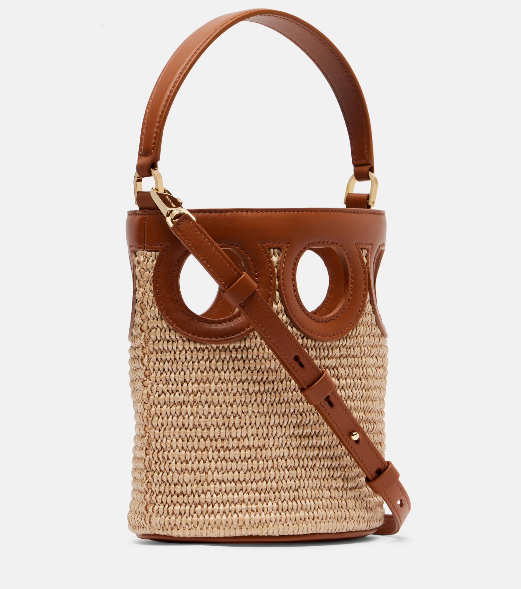Ganci Frame Small raffia bucket bag - 4