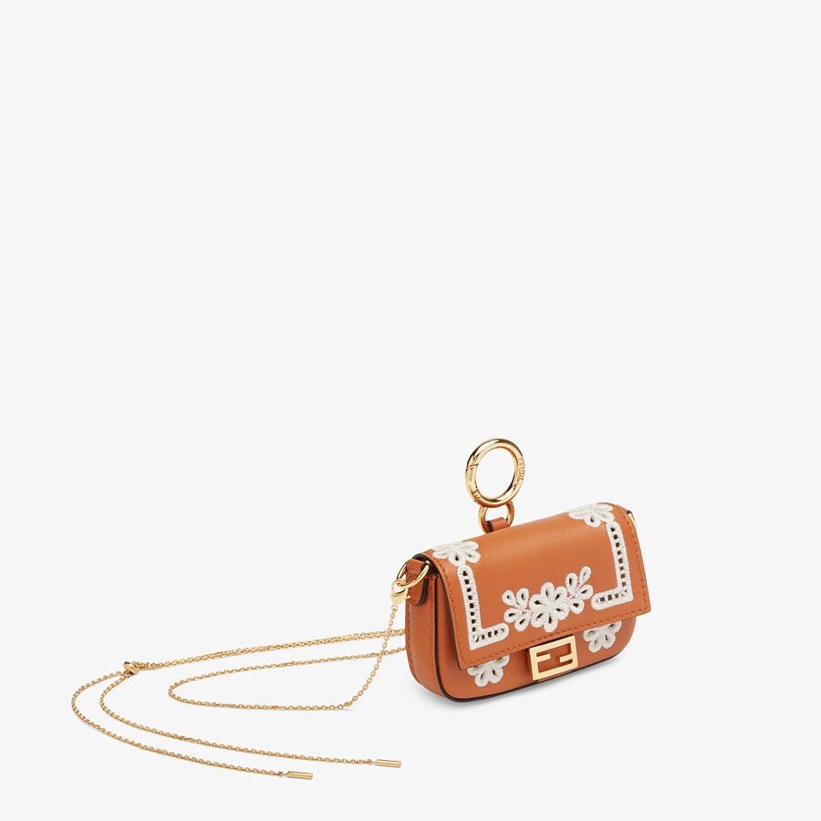 Brown nappa leather charm - 2