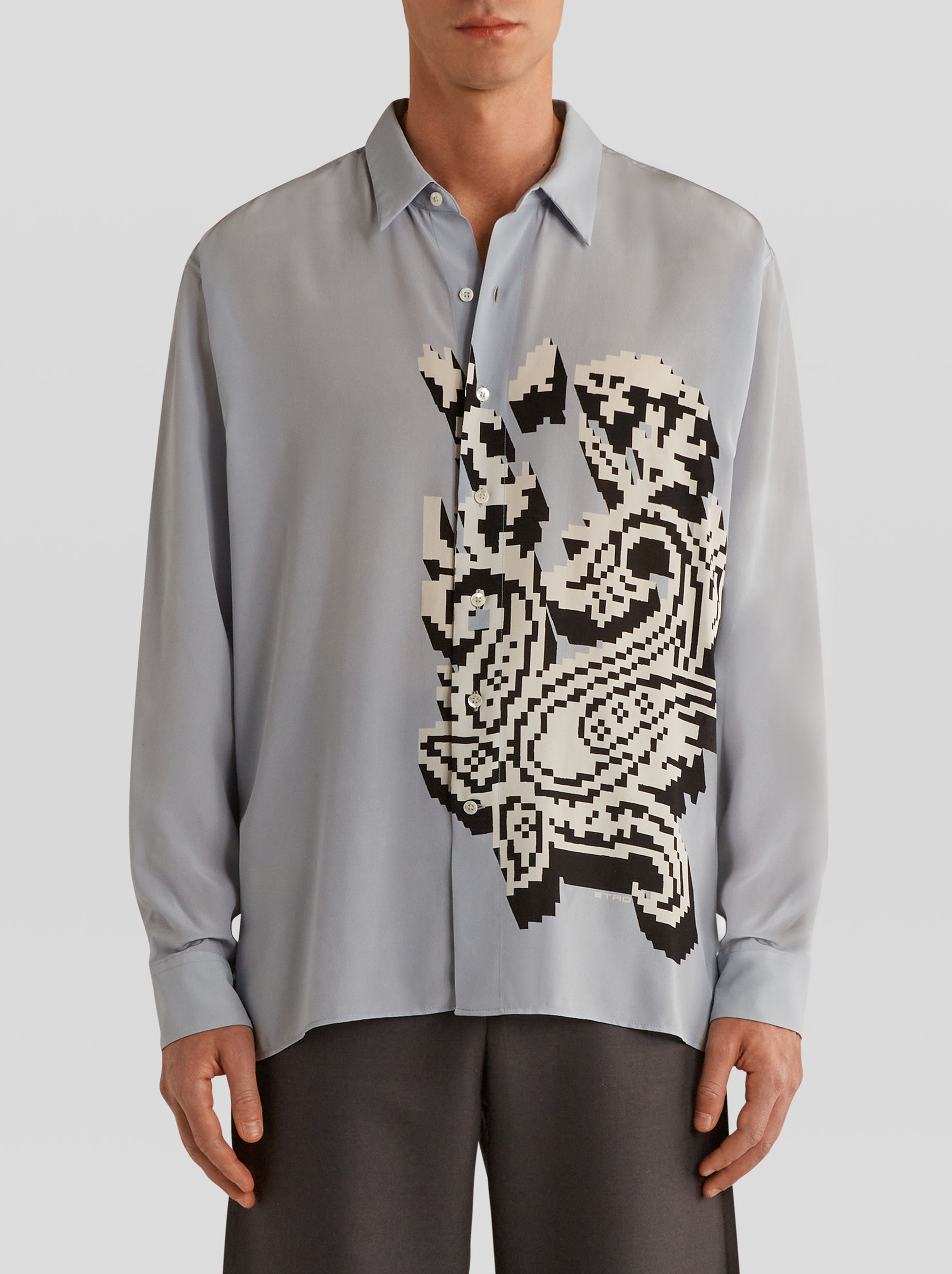 PLACED PRINT SILK SHIRT - 2