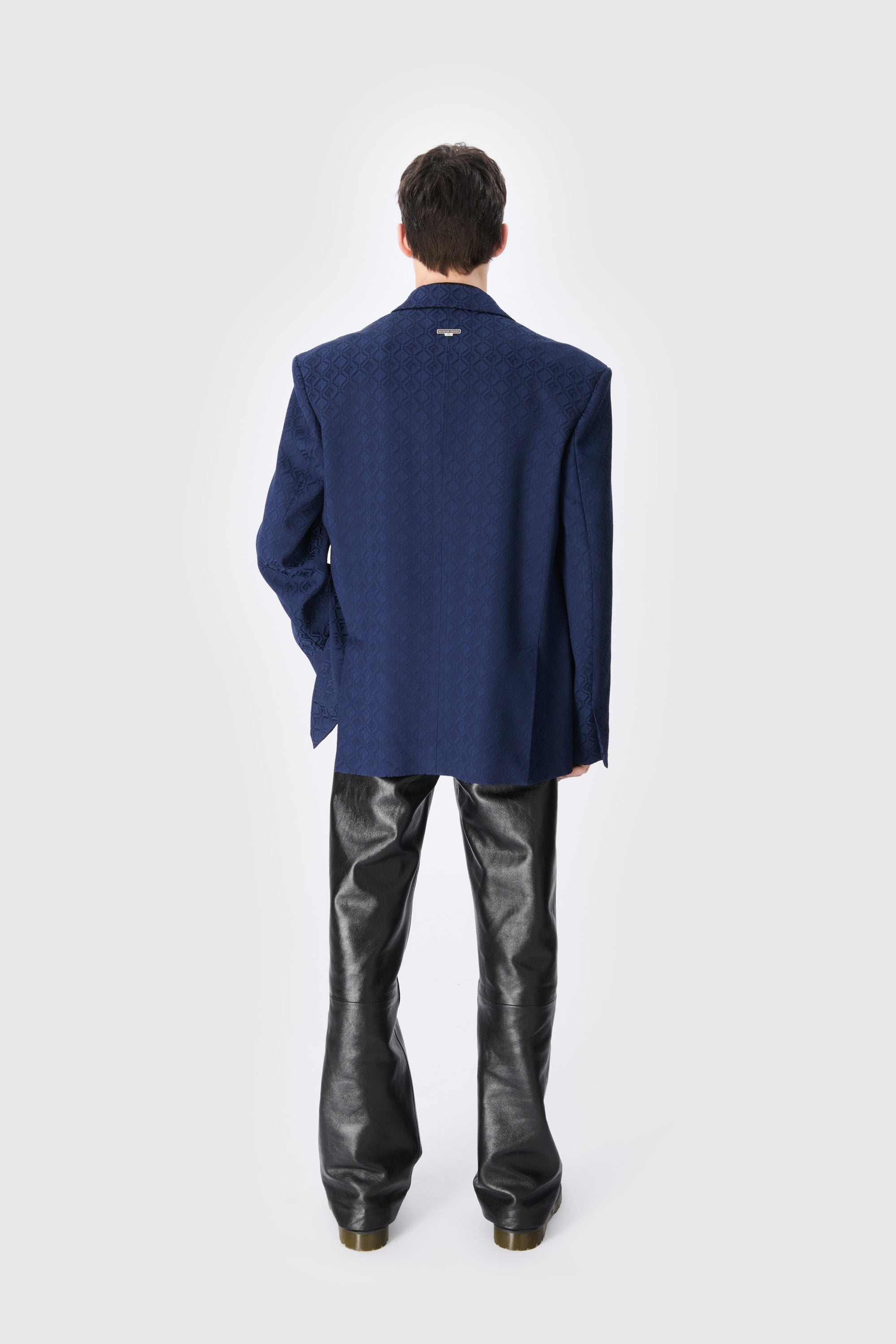 Moon Diamond Jacquard Tailoring Boxy Suit Jacket - 6