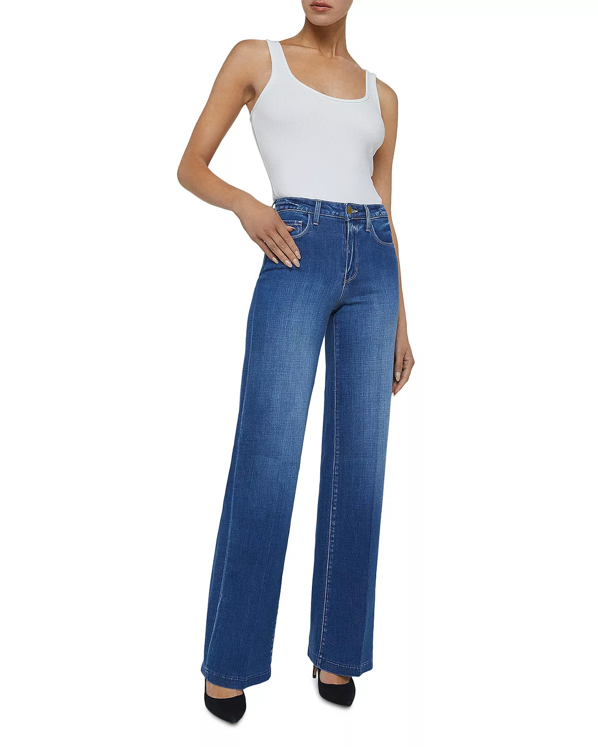 Clayton High Rise Wide Leg Jeans in Kaplan - 2