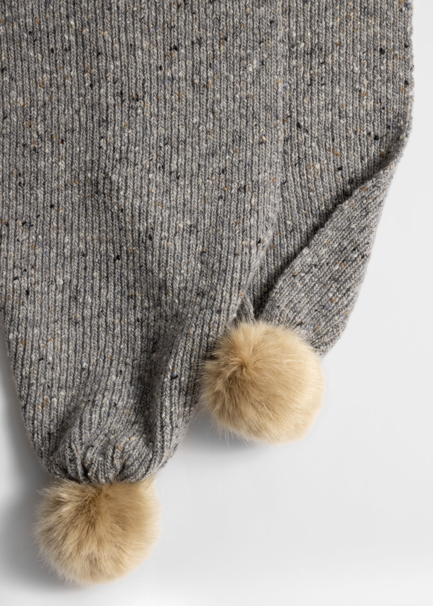 Flecked Wool Pom Pom Scarf - 4