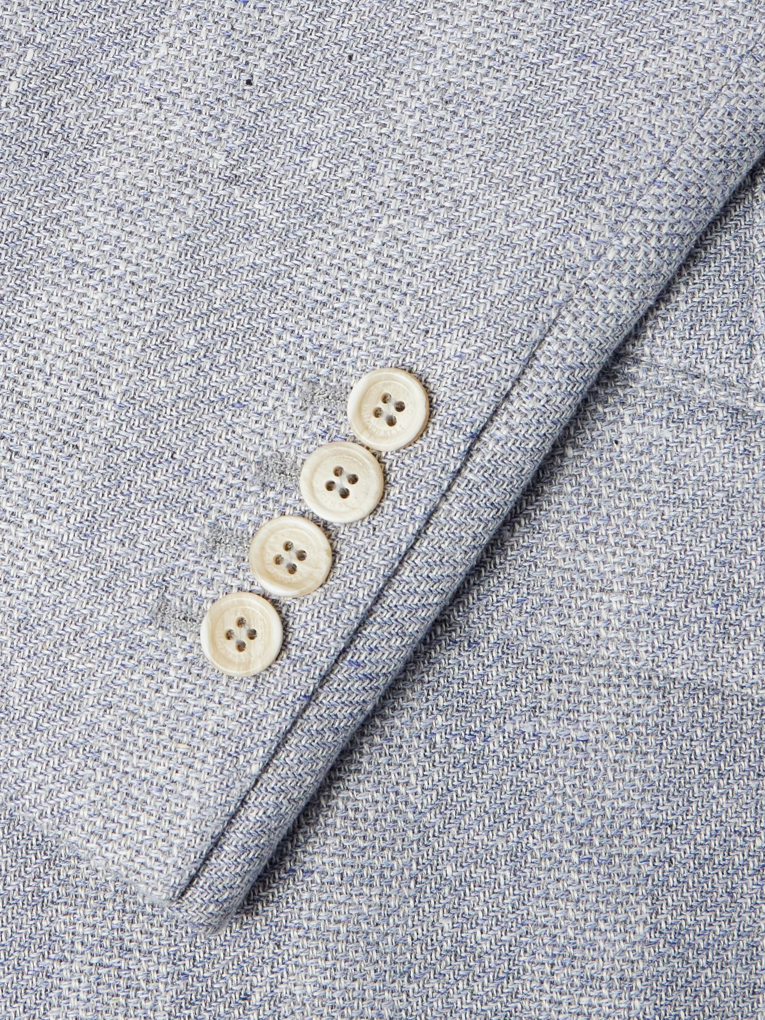 Striped Basketweave Linen, Silk, Wool and Cotton-Blend Suit Jacket Light blue - 4