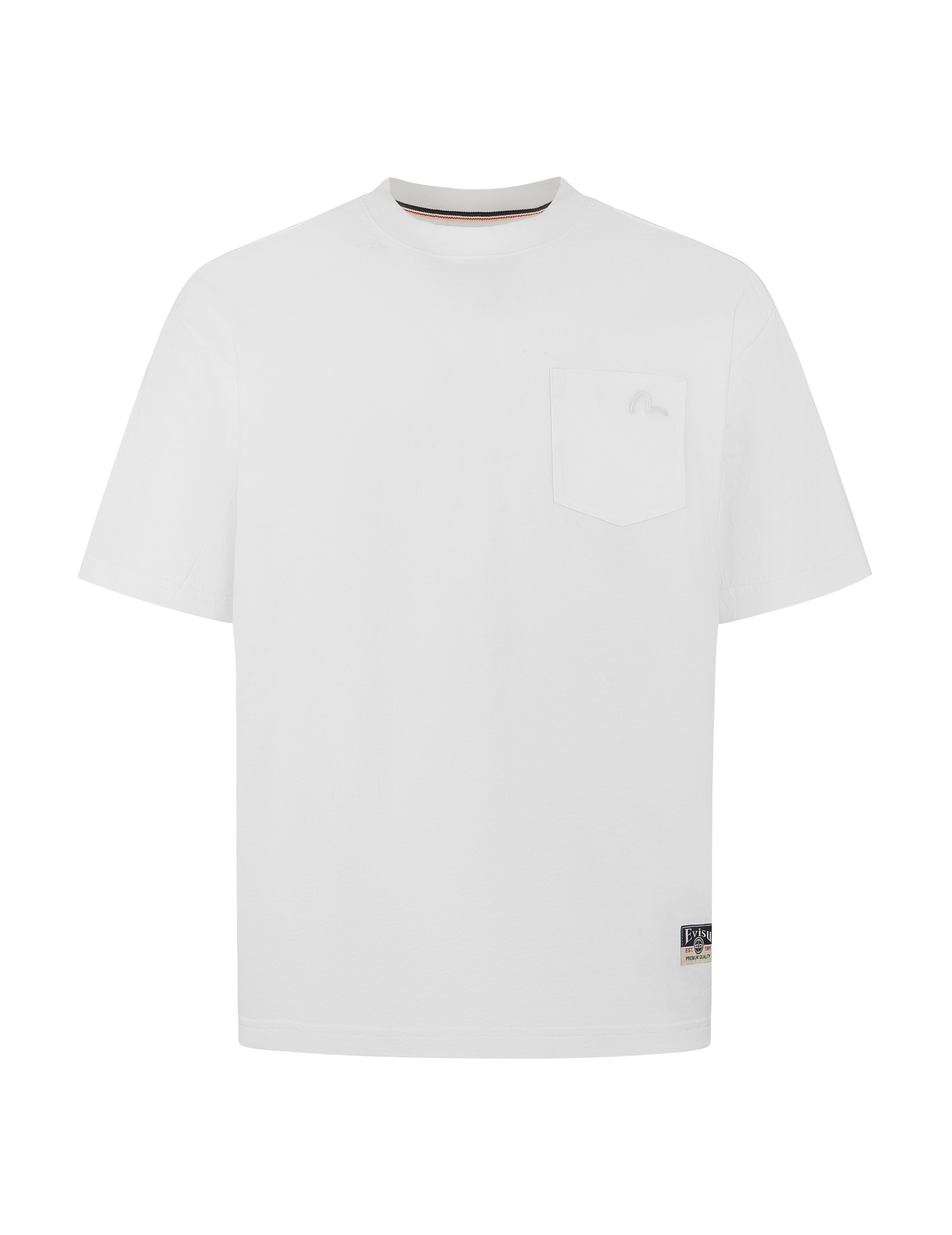 Seagull Embroidery Stitching Pocket Relax Fit T-Shirt - 9